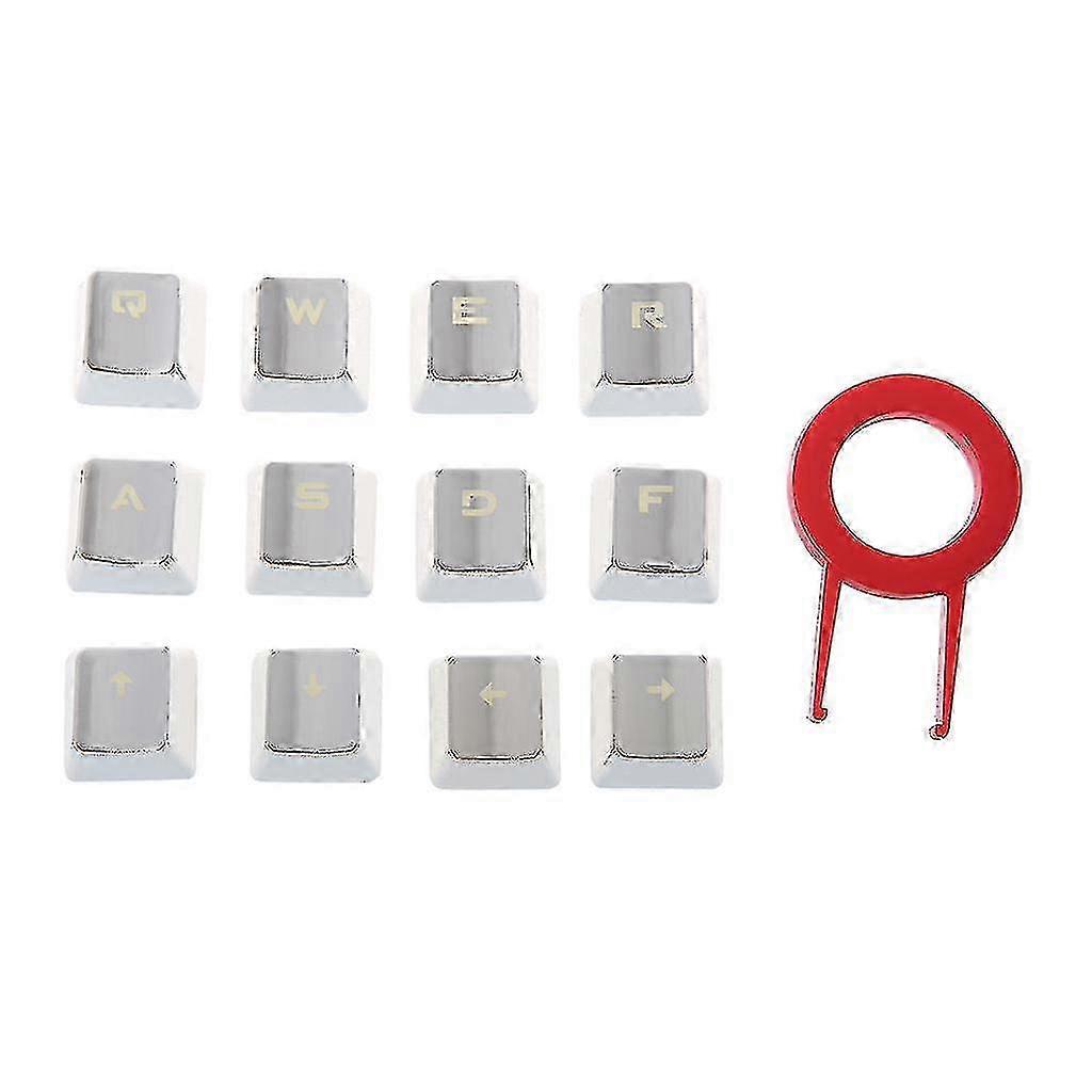 12 PBT Metal Coated Keycaps DIY Set with Keycap Puller for Mechanical Keyboards