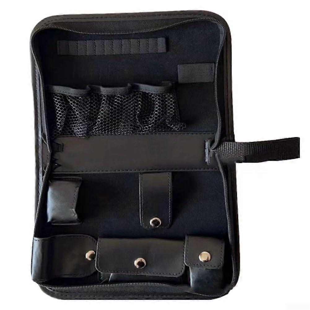 Golf Accessories Leather Tool Bag, Spacious Black Foldable Design, Golf Gear Organizer