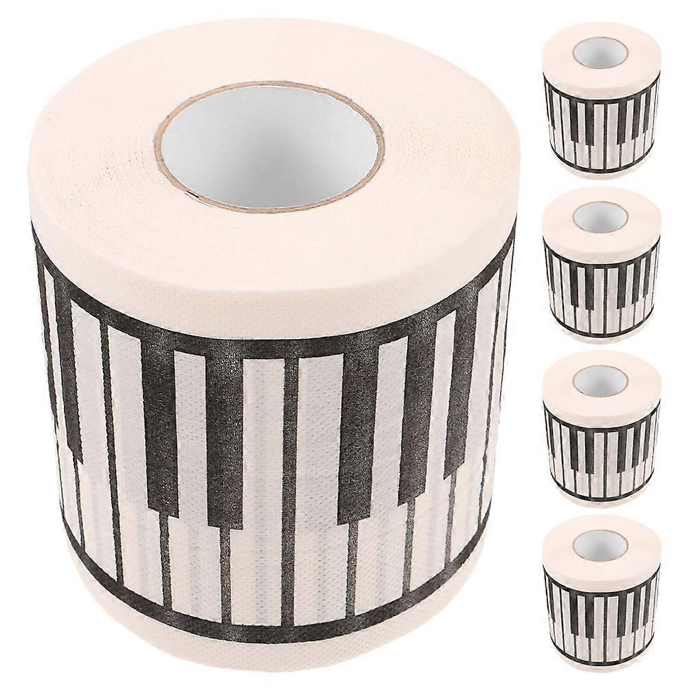 5 Rolls Piano Pattern Toilet Paper, Creative Music Print Tissue for Lovers, Soft and Gentle on Skin, Unique Bathroom Experience