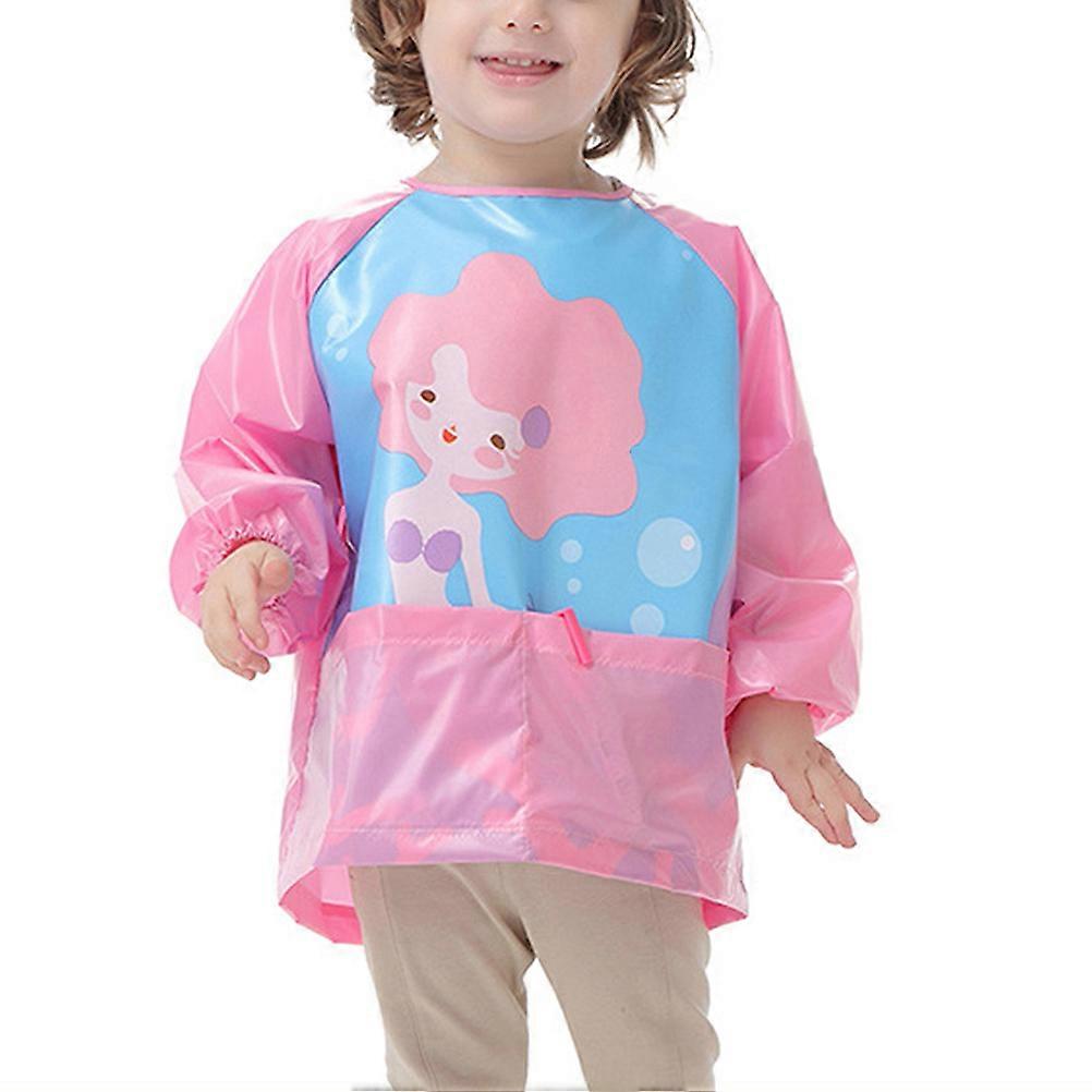 Mermaid Art Smock Long Sleeve Painting Apron, Adjustable & Washable Stain Resistant Drawing Clothing