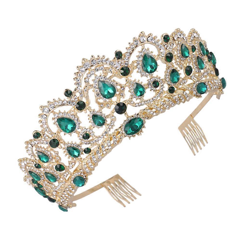 ブライダルグリーンクラウンウェディングヘアピース韓国デザイン女性女の子1セット