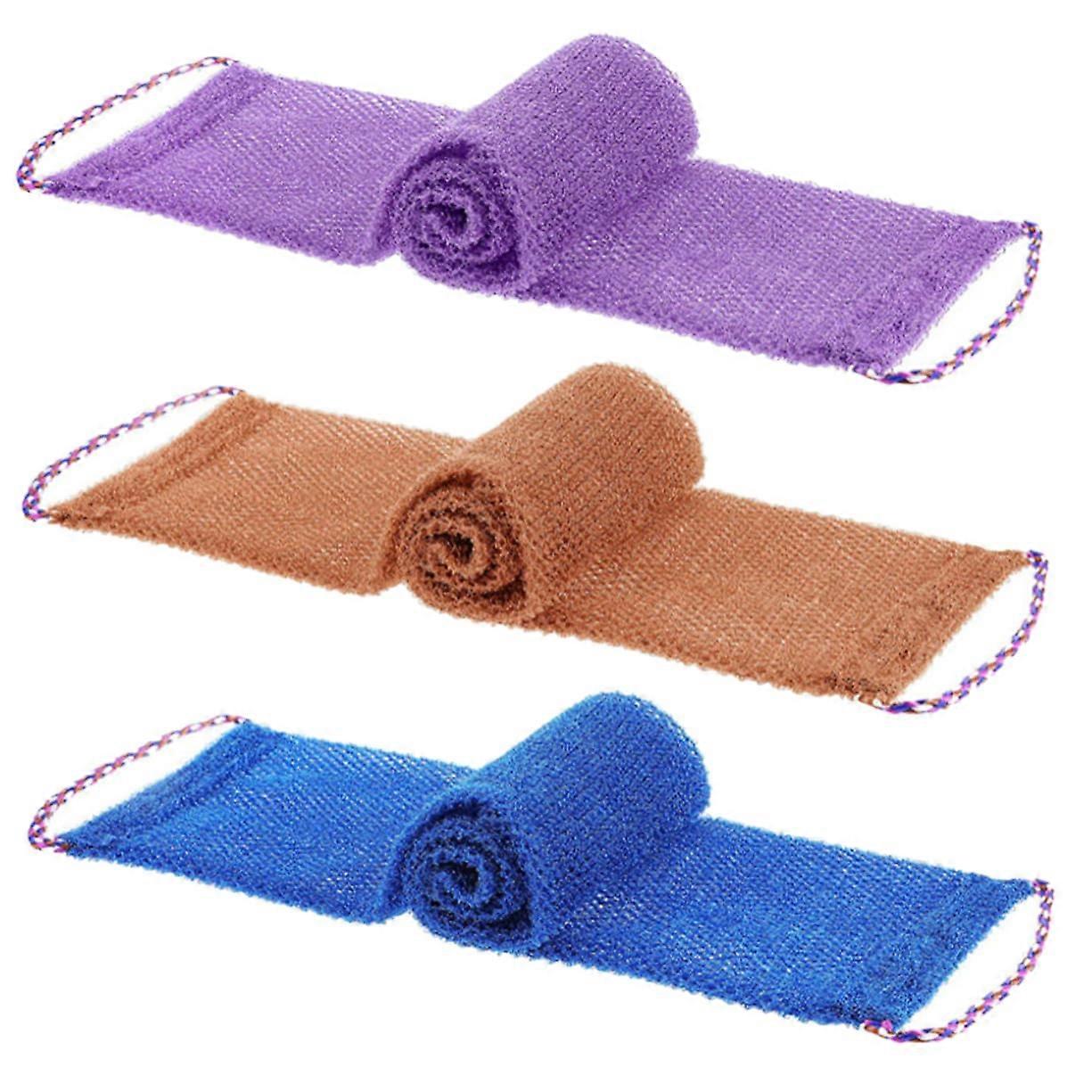 Pack of 3 PullBack Washer Towel Deep Nets Bath Body Scrub Loofah with Handles