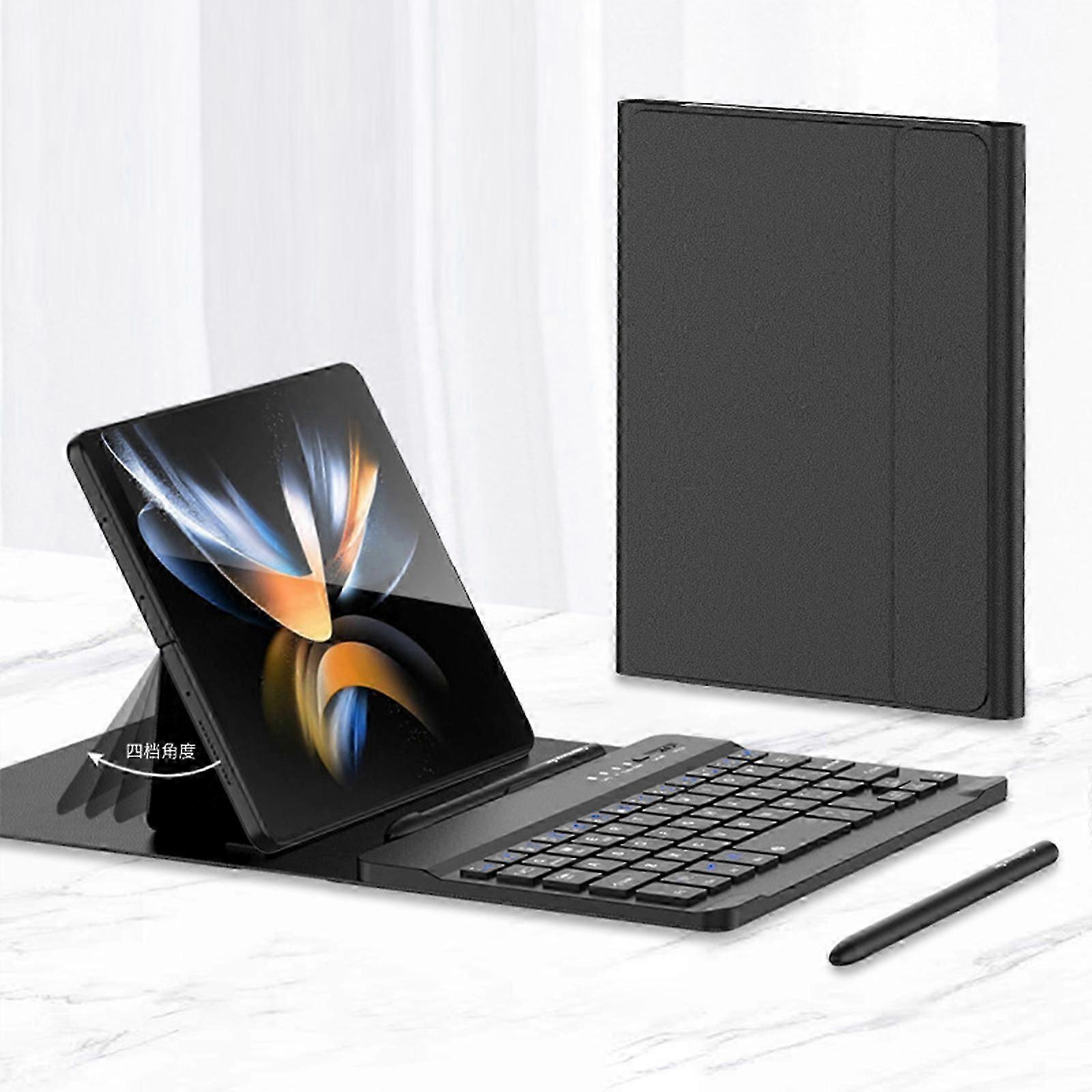 Läder Fold Stand Tangentbord För Samsung Galaxy Z Fold 2 3 4 Bluetooth Trådlöst Tangentbord Med Stativ Och Penna Fodral Fodral