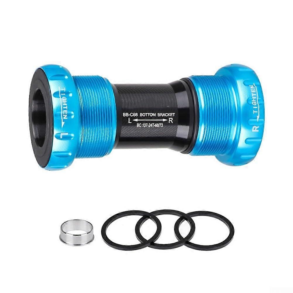 Integrated hollow bottom bracket with thread for bicycles, lightweight construction made of aluminum alloy (blue)