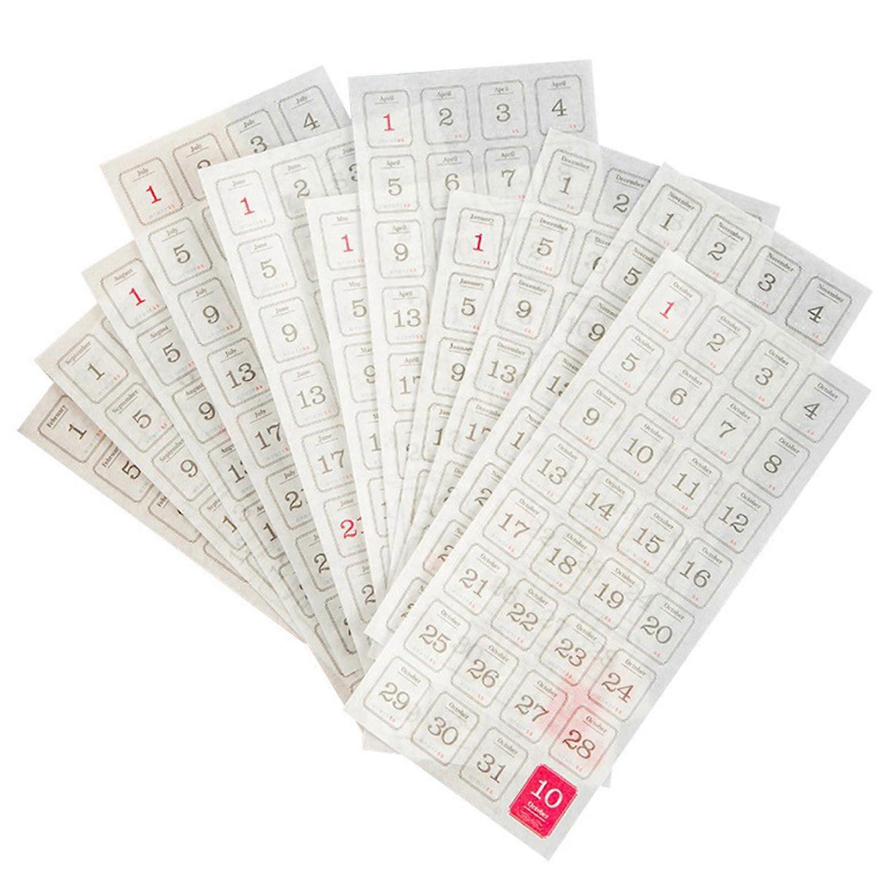 24 Sheets 8.1 x 3.4 Inch Calendar Stickers for Planner Customizable Date Labels for Notebooks and Adult Planners