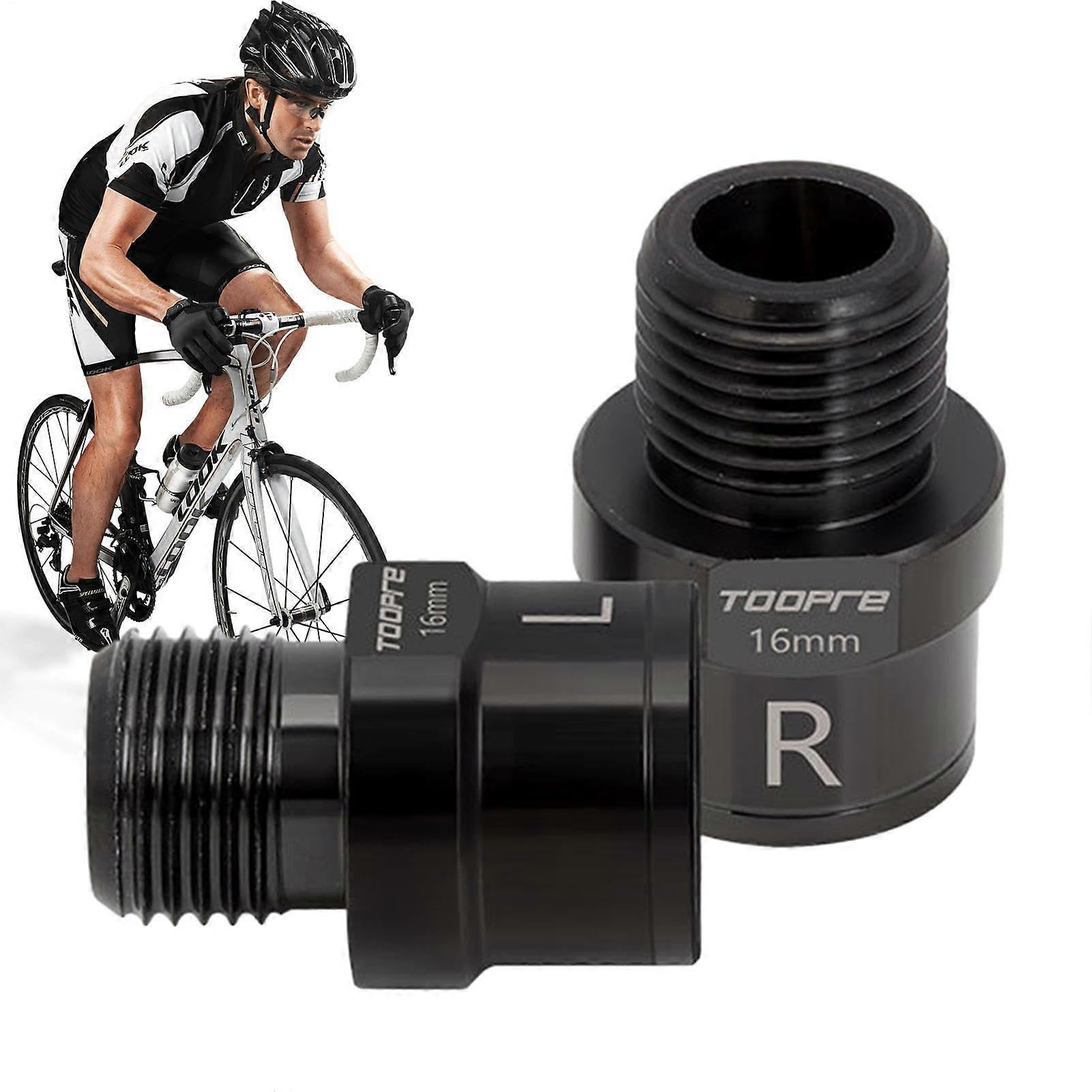 Bike Pedal Extender 16mm - Road Bike Pedal Adapters for Increased Reach and Labor Saving Riding, Schwarz Color, 1 Pair