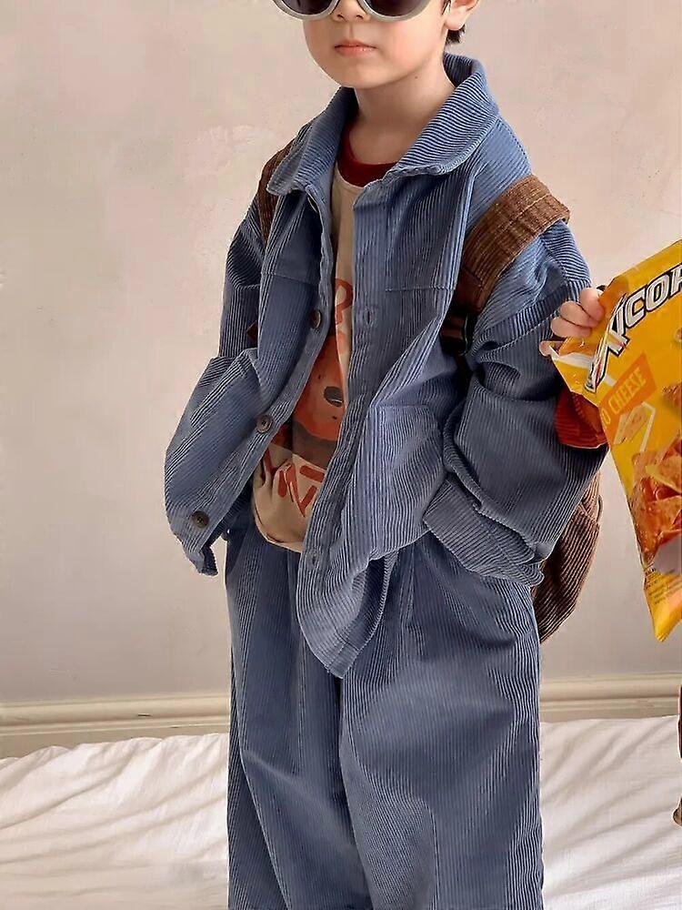 Kids' Solid Color Corduroy Suit Set - Stylish and Comfortable for Autumn