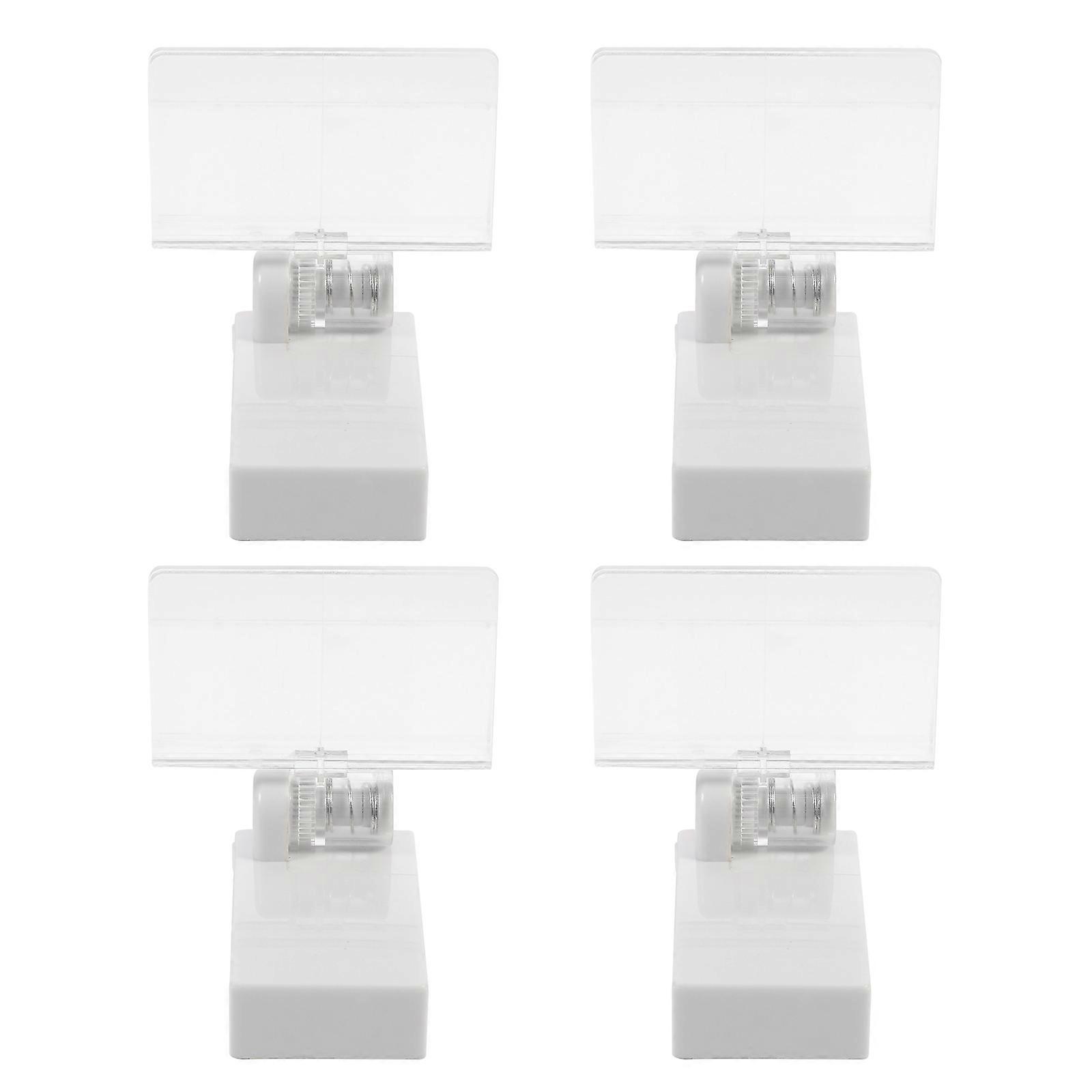 White Advertising Clip for Holding Use Double Label Display Clip Made of Synthetic Material 4pcs