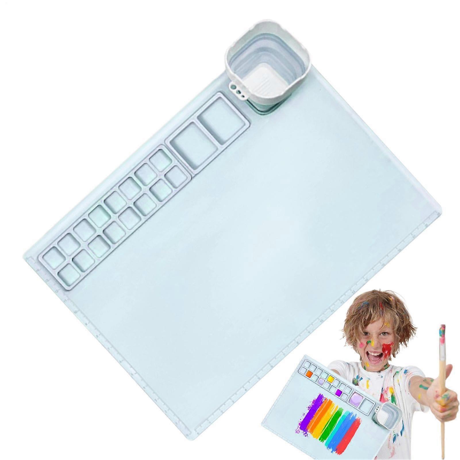 Silicone Artist Mat with Cup Children's Drawing Mat 19.6 x 16.9 inches