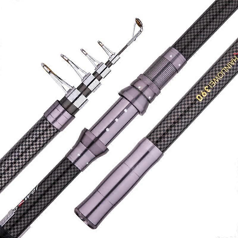 Angelrute For Beginners Portable Telescopic Spinning Fishing Rod, Travel Carp Fishing Gear, Light Grey, Lengths 2.1-4.5m