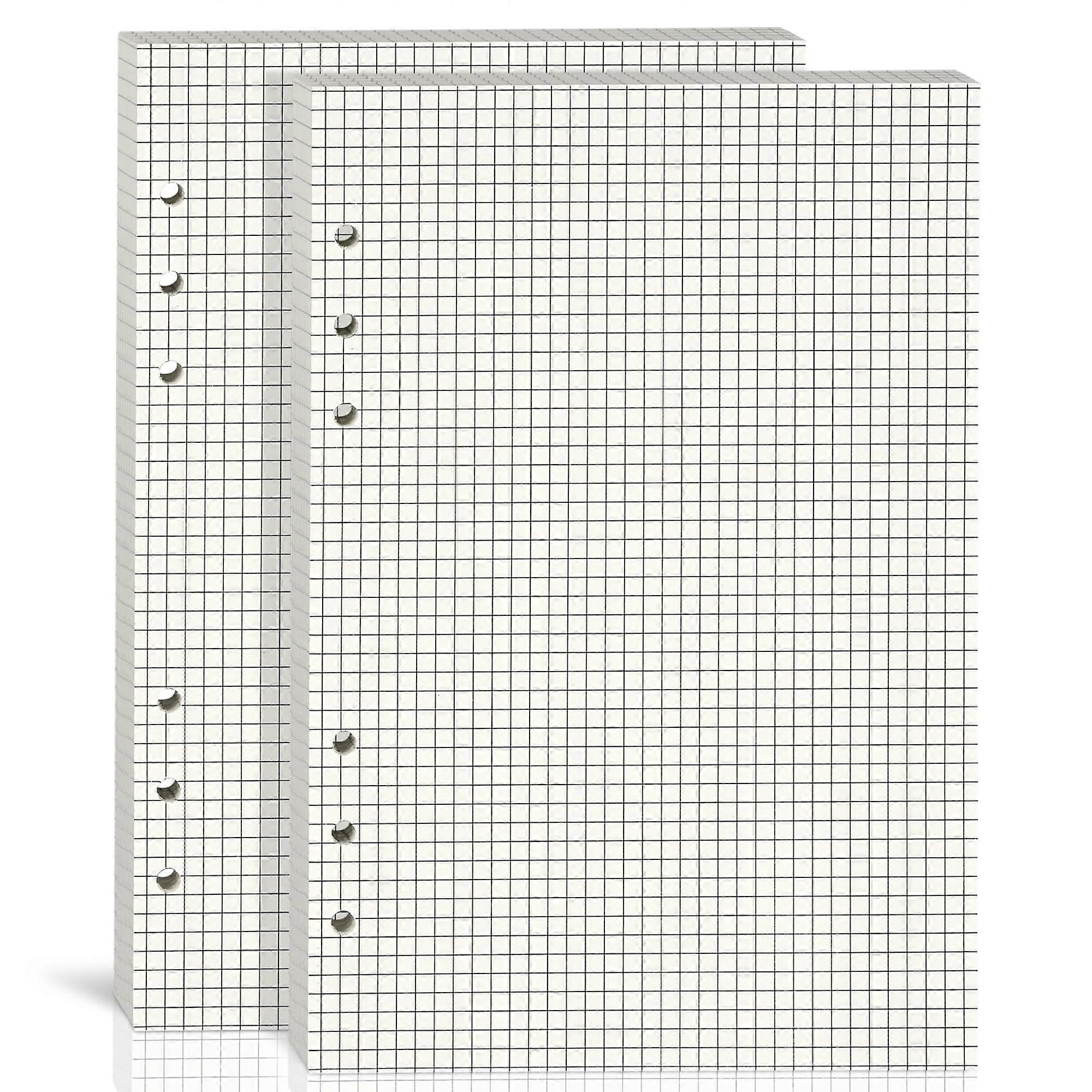 2 Packs A5 Grid Refill Paper, 6 Hole Punched, 80 Sheets, Beige