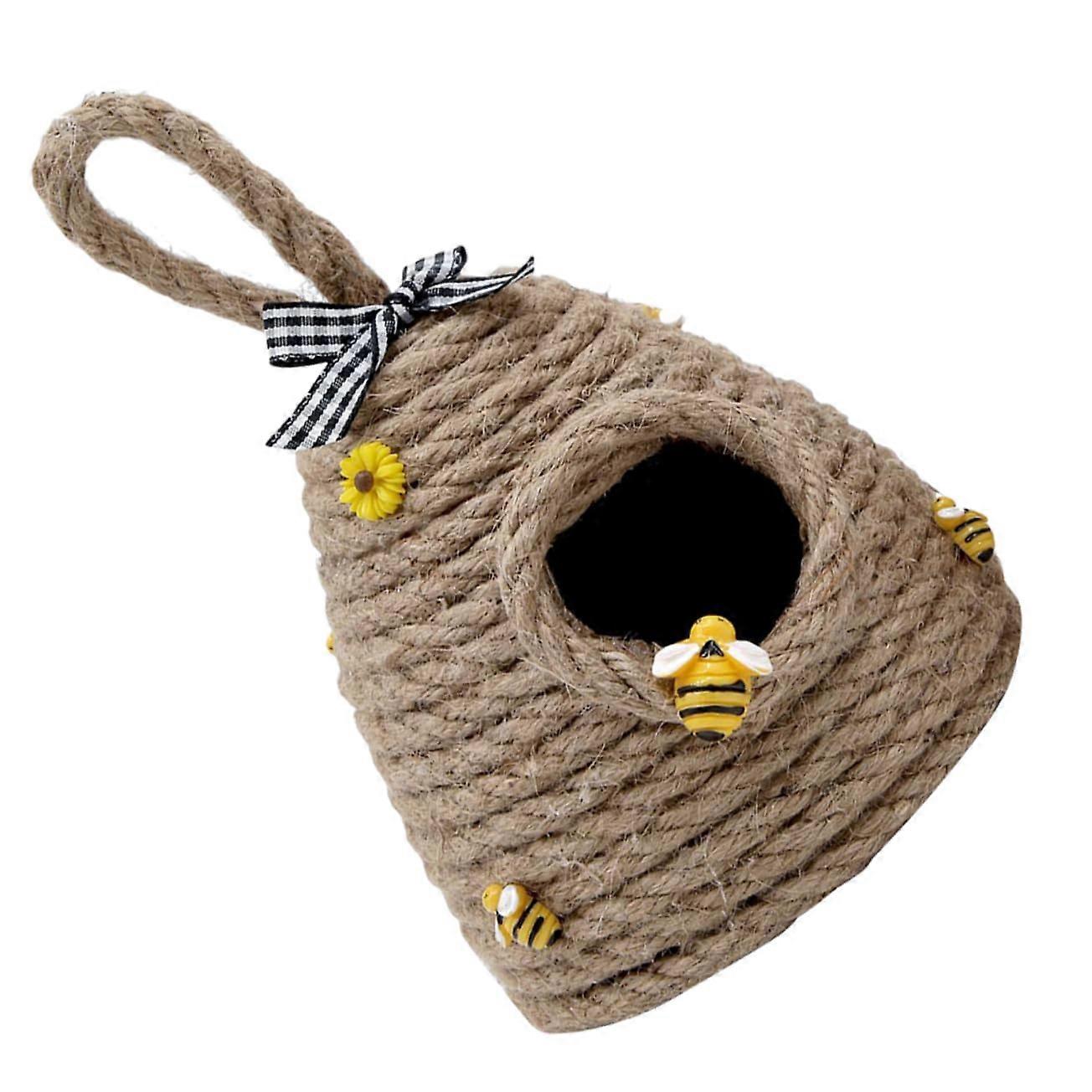 Beehive Decor Hanging Ornament Macrame Wall Art for Home, Boho Style, Handmade, Rustic Honeycomb Design