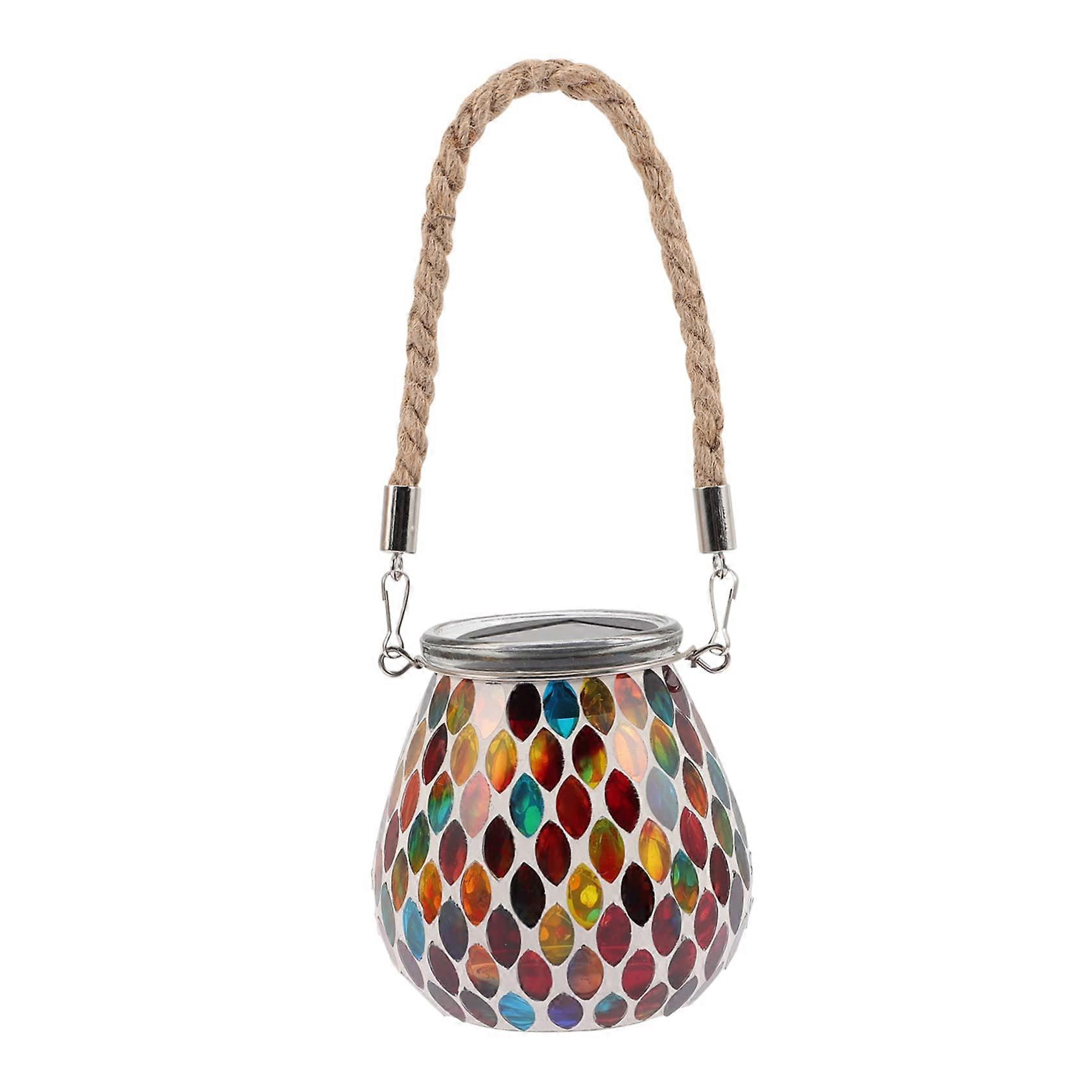 Mosaiklaterne Solar Garden Lamp Outdoor LED Solar Light Glass Red Decorative Solar Lantern for Garden and Patio
