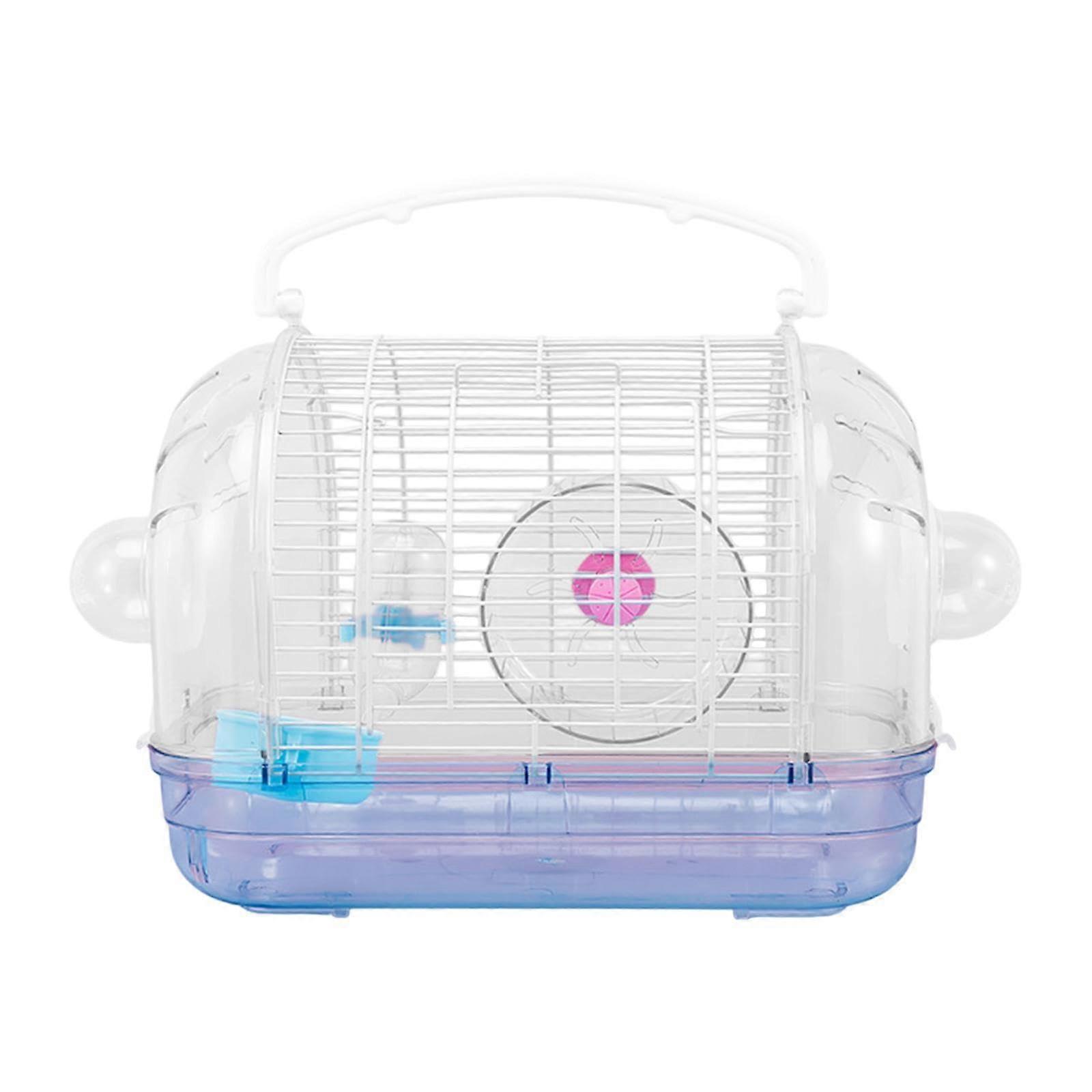 Hamster Transport Cage with Exercise Wheel and Accessories for Small Pets, Blue, Durable, Compact, Easy to Clean