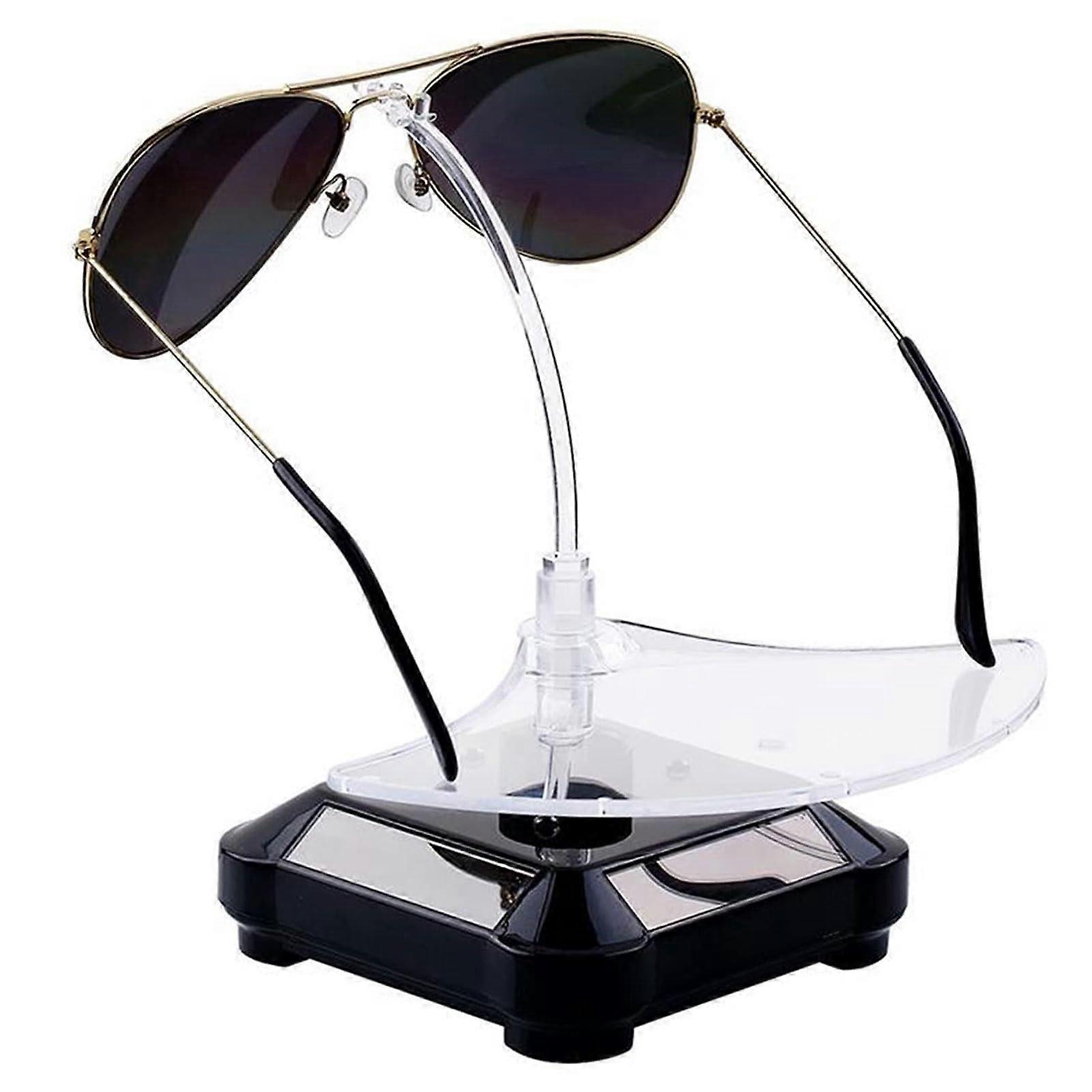 Rotatable 360° Sunglasses Organizer, Acrylic Storage Shelf with Base for Table, Dresser, Desk, Bedroom, Tabletop Black