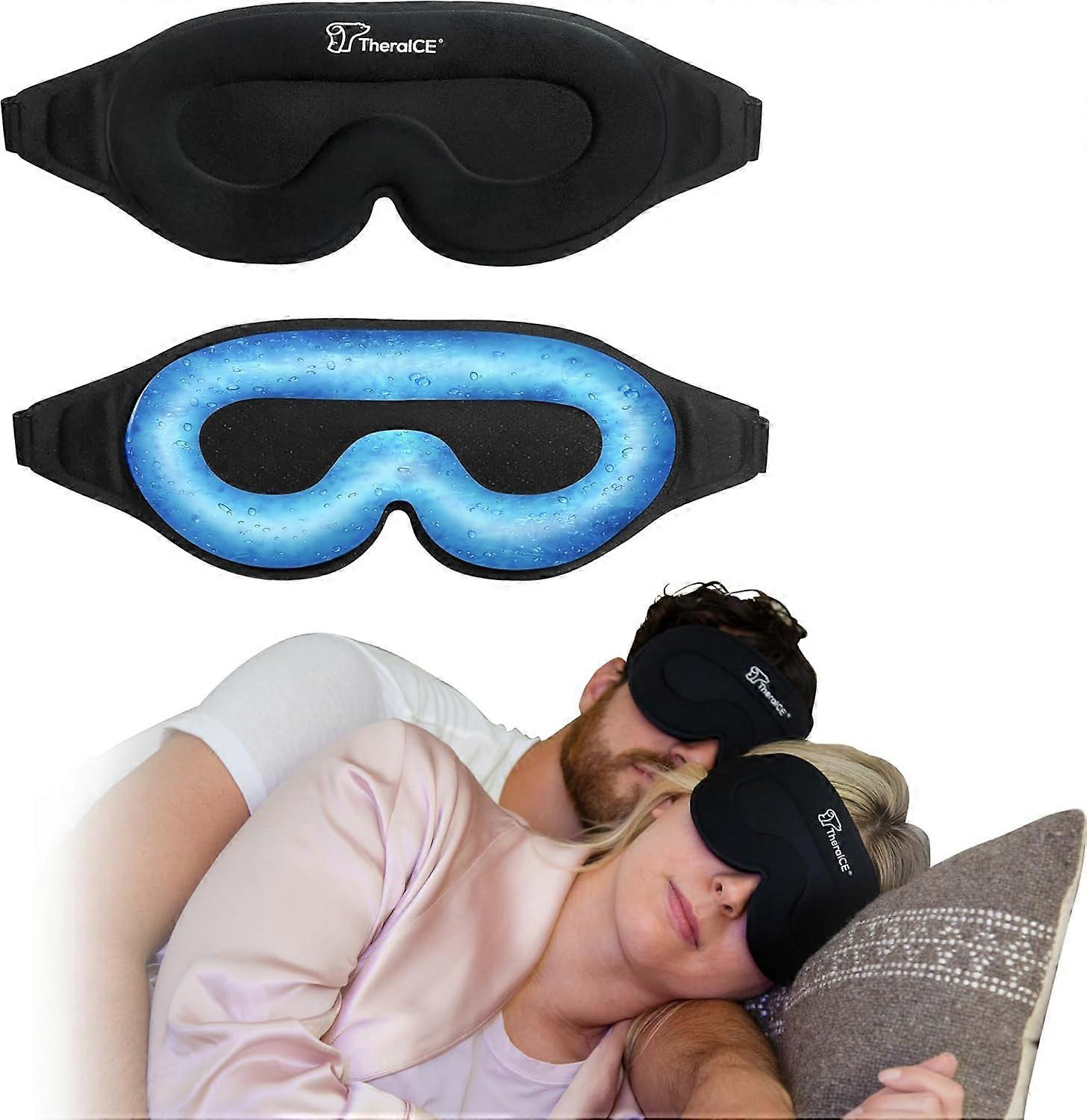 Sleep Eye Mask + Cooling Gel Relief - Sleep Eye Mask Blackout Eye Mask Cold Compress - 3D Contour Relaxing Stress-Free Eye Mask Blocks out Light