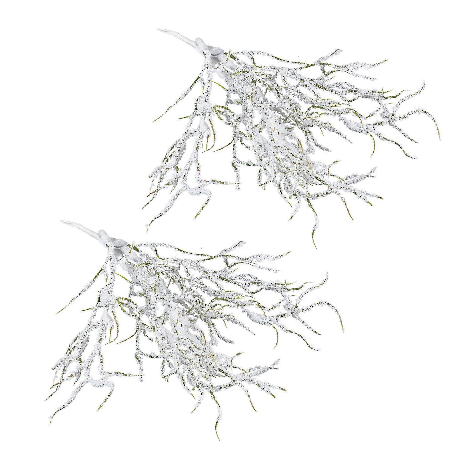 White Plastic Artificial Snow Pine Decor for Scene Layout 2 Pcs Vivid Simulation Plant Decor