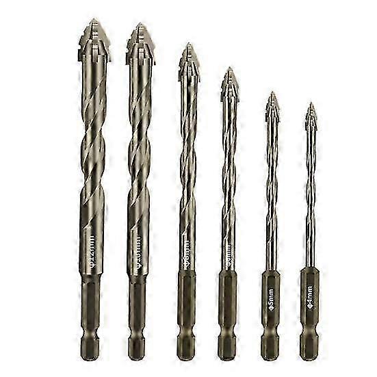 Globa Shop Four-edged Serrated Eccentric Bit Set High Hardness Rustproof Simple Installation Multifunction Skewed 6pcs