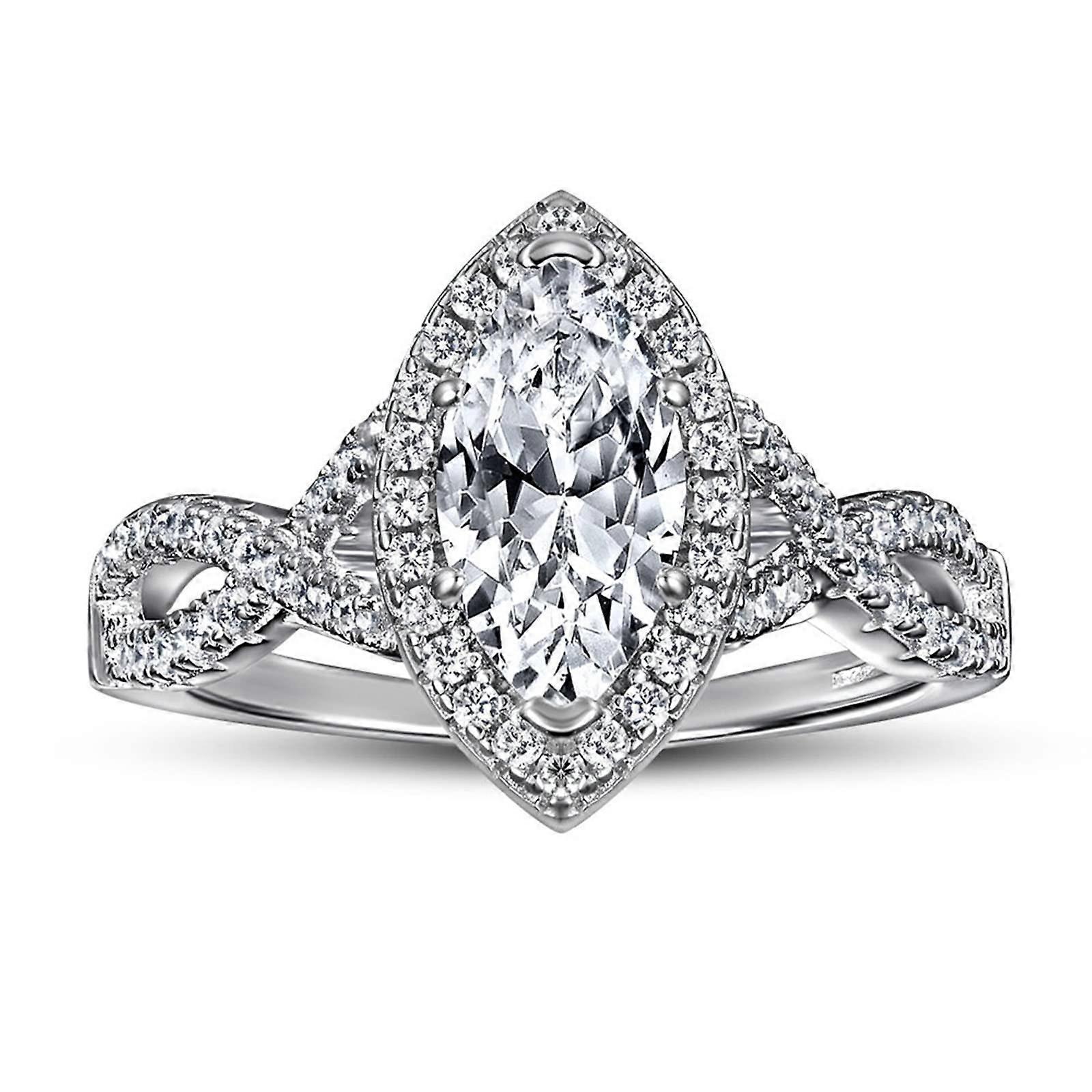 Silver Ring Women's Cross Twisted Ring Silver White Ring in Various Sizes 54 (17.2)
