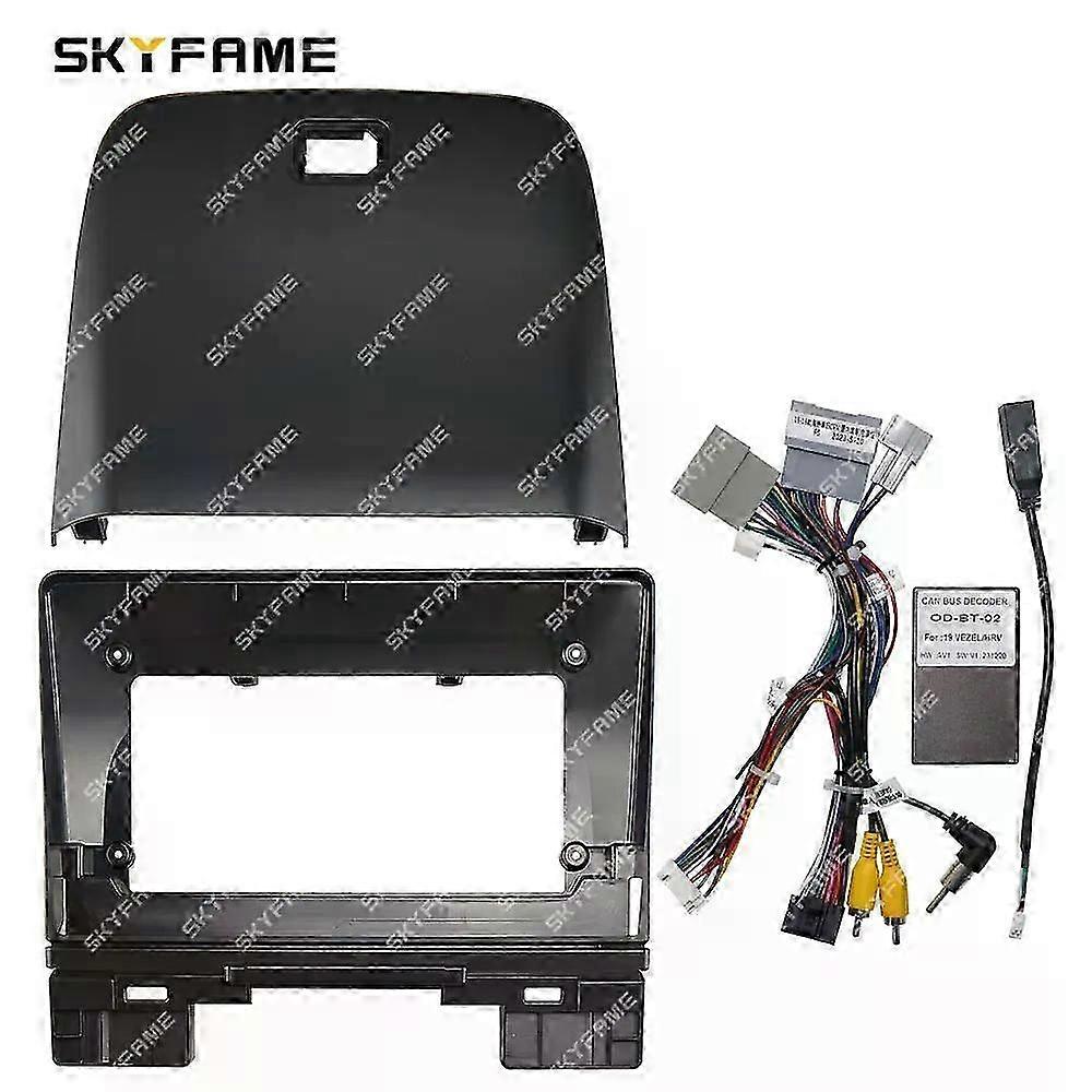 Car Frame Fascia Adapter & Canbus Box Decoder for Android Radio - Dash Fitting Panel Kit Compatible with Honda Vezel XRV HRV