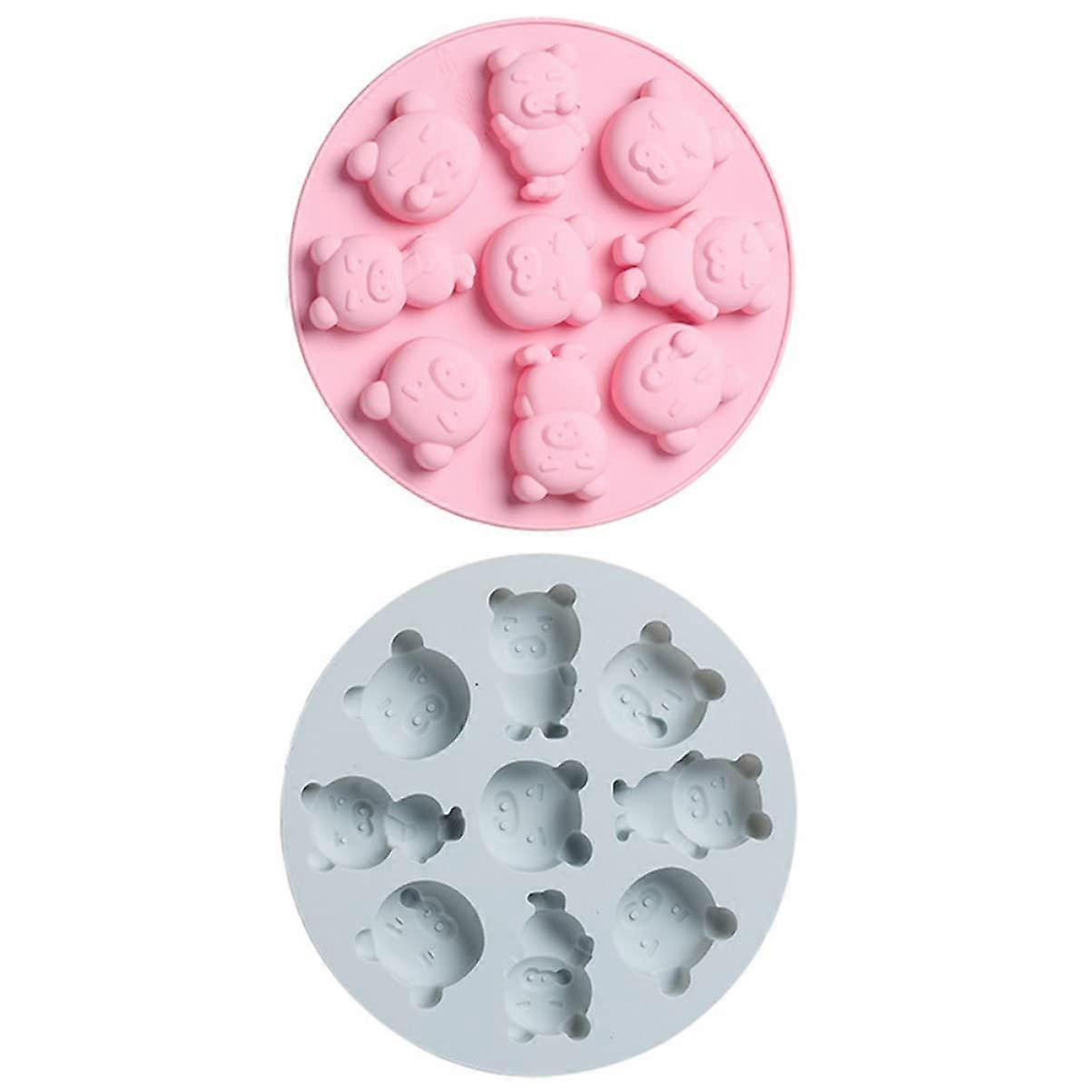2 Pieces Silicone Piggy Mold Fondant Cookie Cutters Baking Tools for DIY with Kids and Durable for Baking Enthusiasts Random Color Random Color