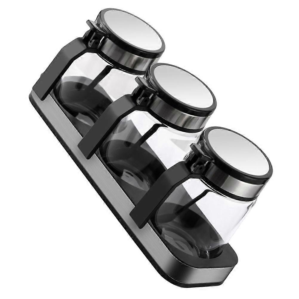 Küche Vorratshalter Gewürzgläser für den Heimgebrauch Schwarz 27,7 x 11,8 x 8,3 cm luftdicht versiegelt 1 Set