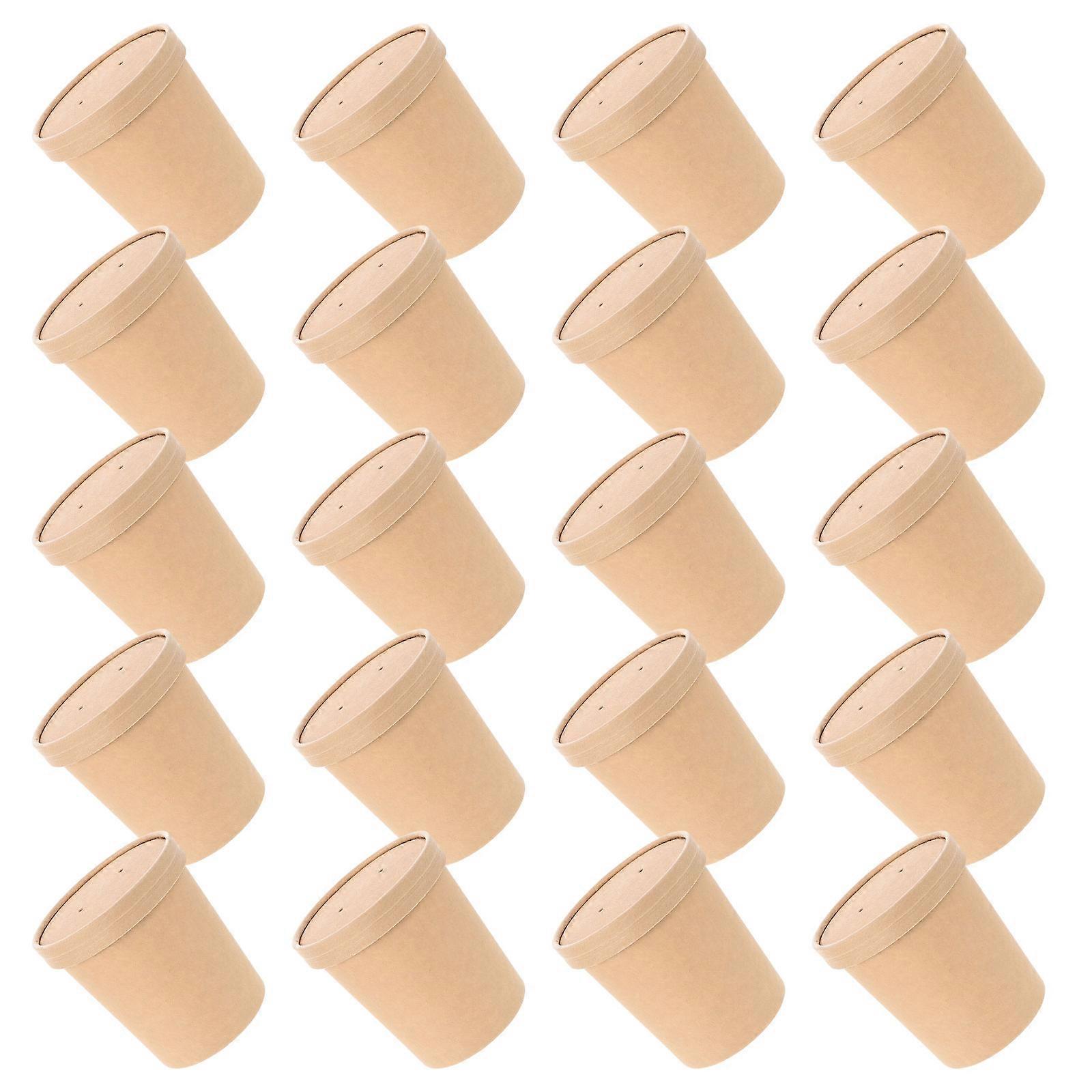 Light Brown Kraft Paper with Lid for Storage Suitable for Home or Restaurant Use 20 Pcs