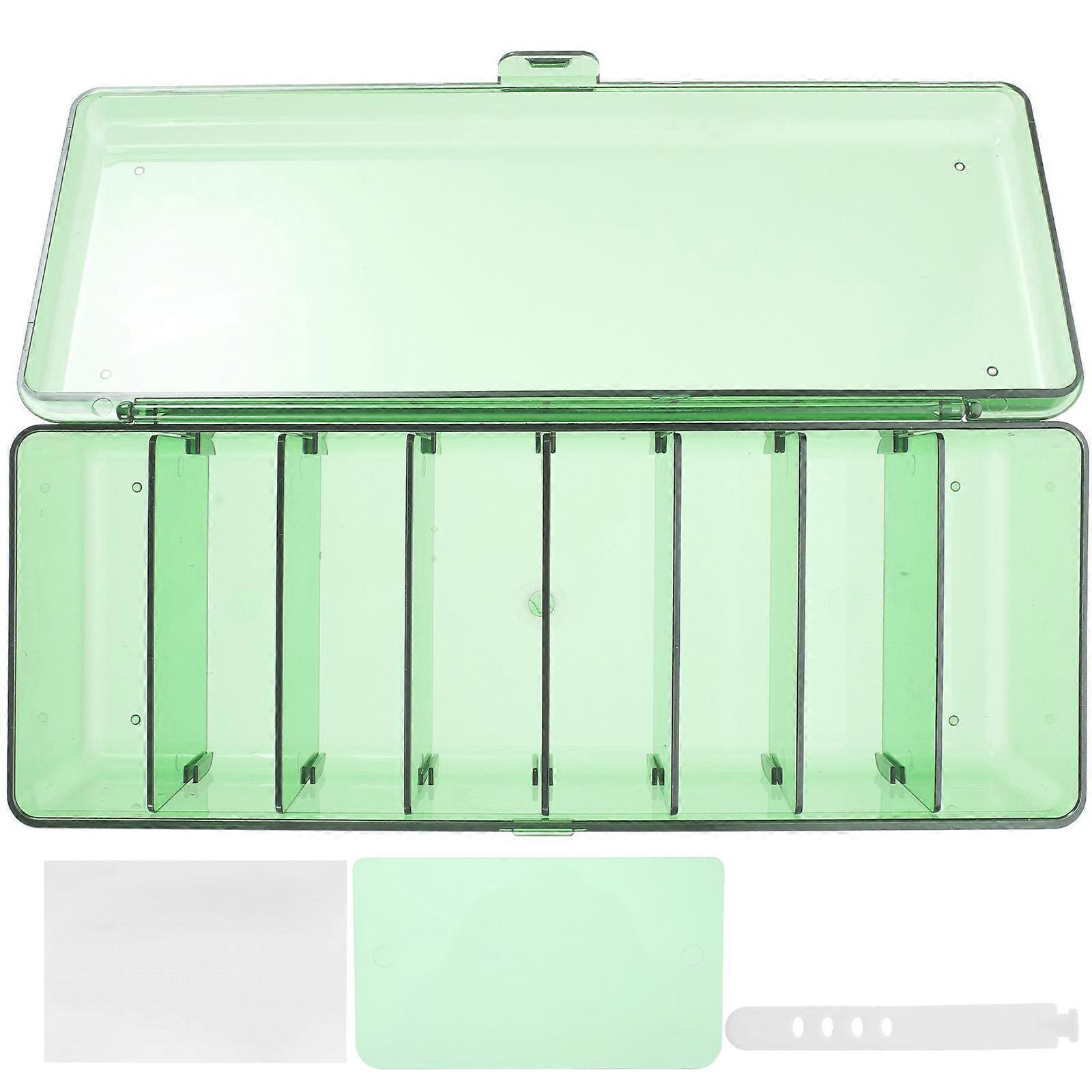 Cord Organizer Box with Lid for Storage Use in Durable PET Material Green Color 10 Straps Included