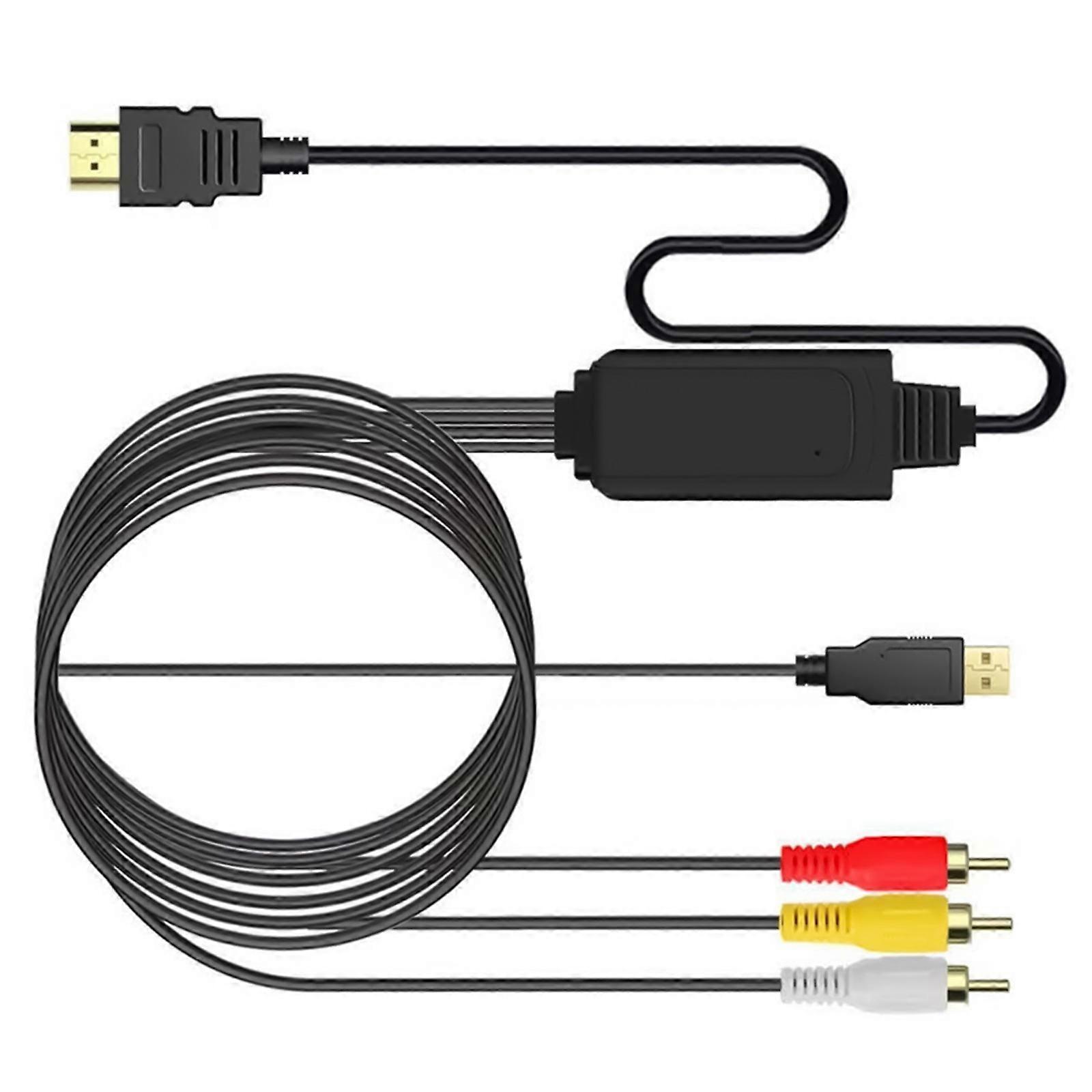 Rcas to Hdmis Converter 1080P Adapters with USB Power Supply Interfaces for Gaming Consoles Players HDTV Projectors Multicolor