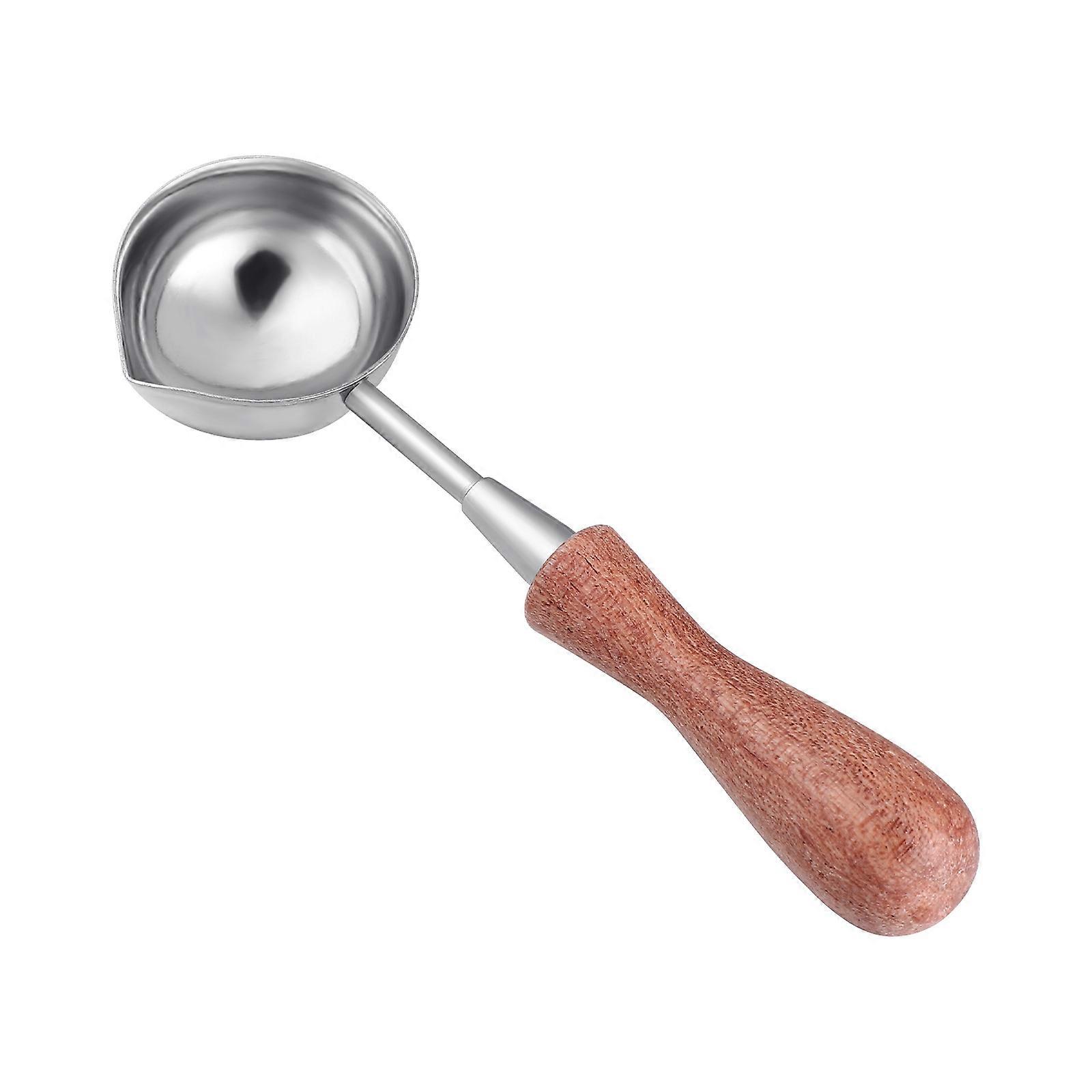 Copper Wax Melting Spoon with Wooden Handle for Sealing Wax and DIY Crafts Multi Size: 1pc