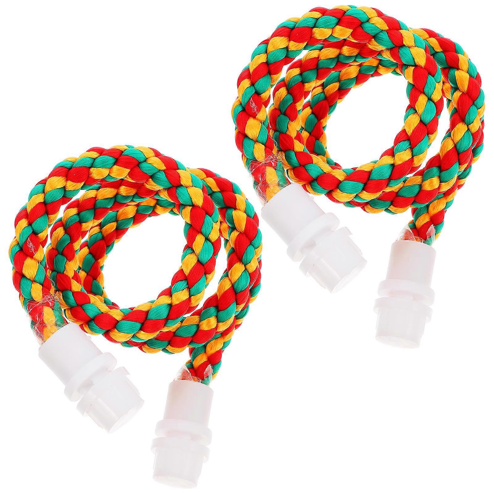 2pcs Bird Rope Perch, Flexible Bungee Rope Perch Colorful Parrot Standing Stick Large Bird Perch Bird Perch Rope Perches Parrot Rope Perch Toy For