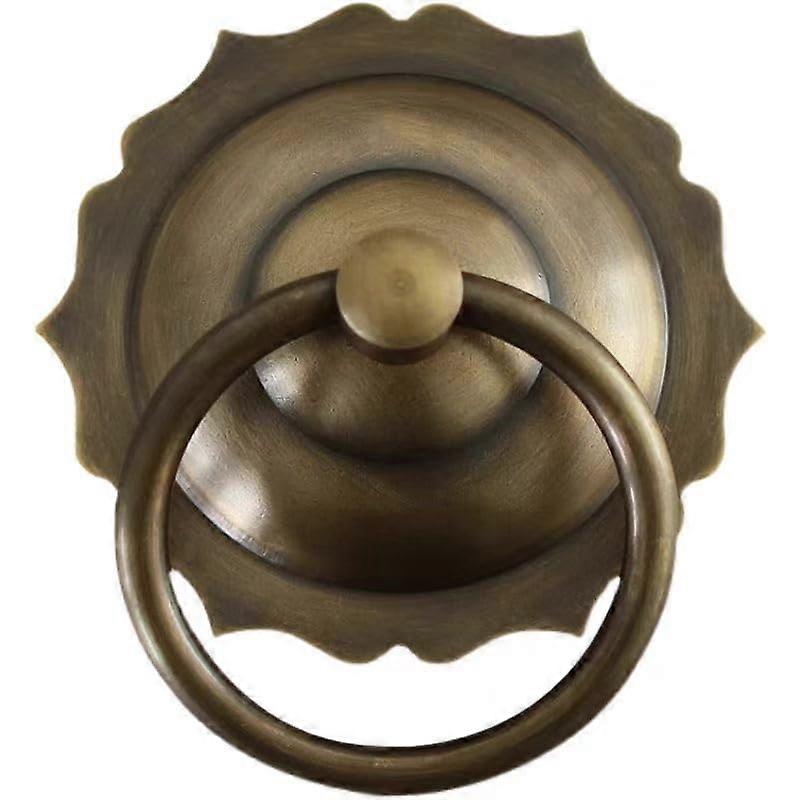 مقبض سحب مطرقة الباب الكلاسيكي ، نحاس نقي ، عتيق ، حلقة سحب الباب الرجعية (6.5 سم)