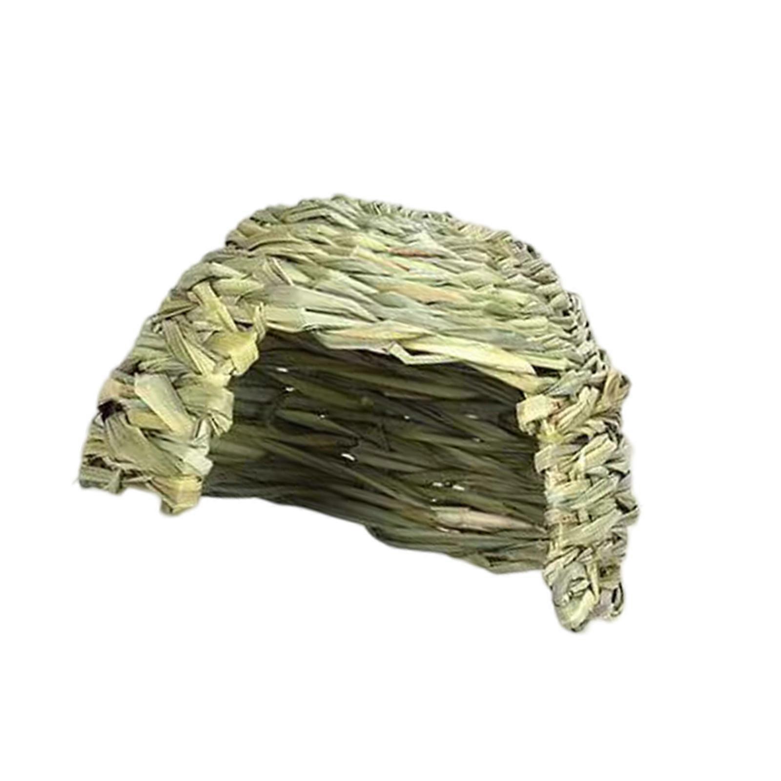 Rabbits Hideaways Grass House Straw Cave Playhouse for Small Pet Warm Hideouts House for Cage Hamsters Hideaways Cave 21x14cm