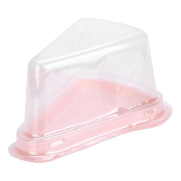 100 pcs triangular cake packaging transparent PET food cupcake packaging container pink