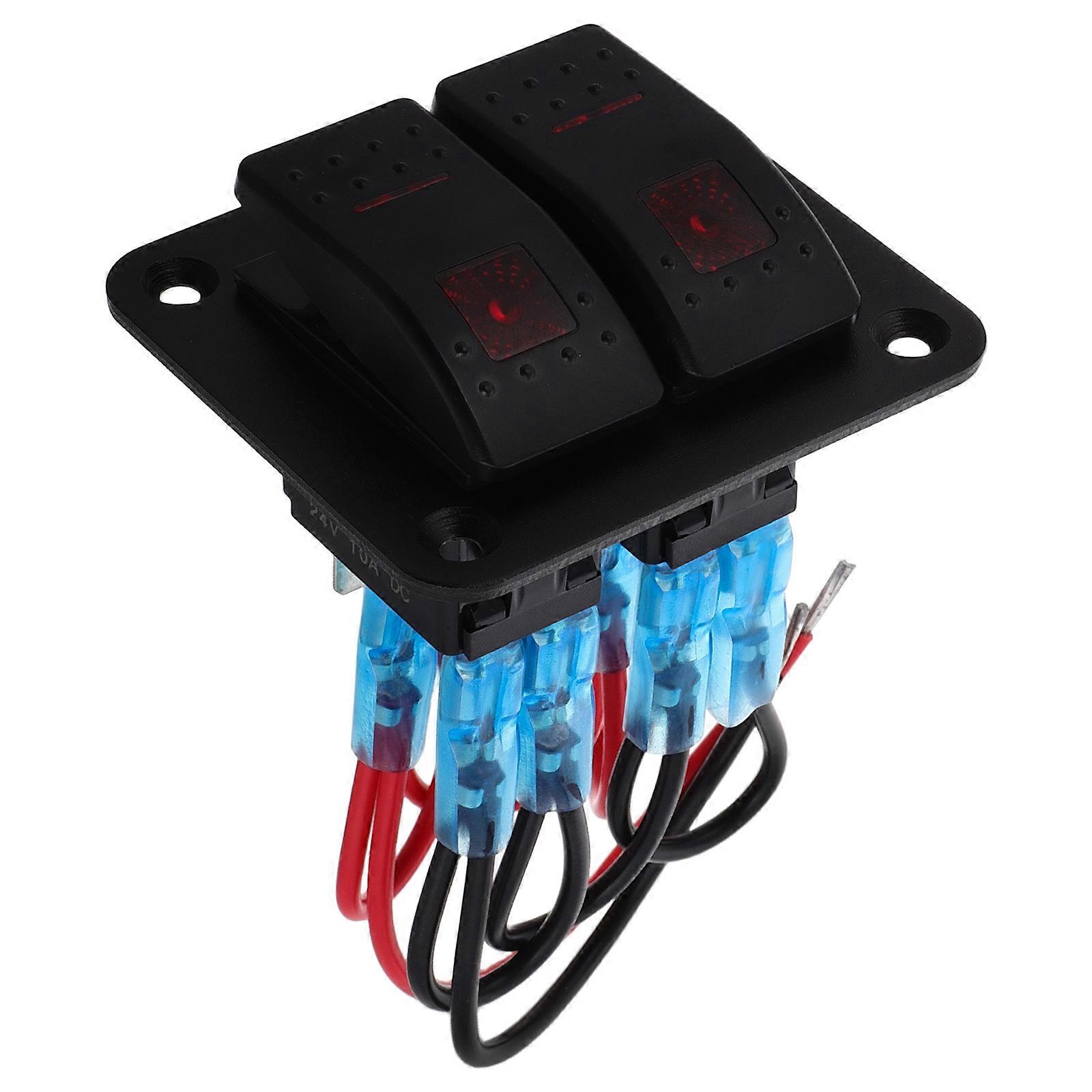 Red Backlit Aluminum Rocker Switch Panel with Multi Toggle Controls for Boats, Yachts, and RVs – Easy Installation, High Visibility