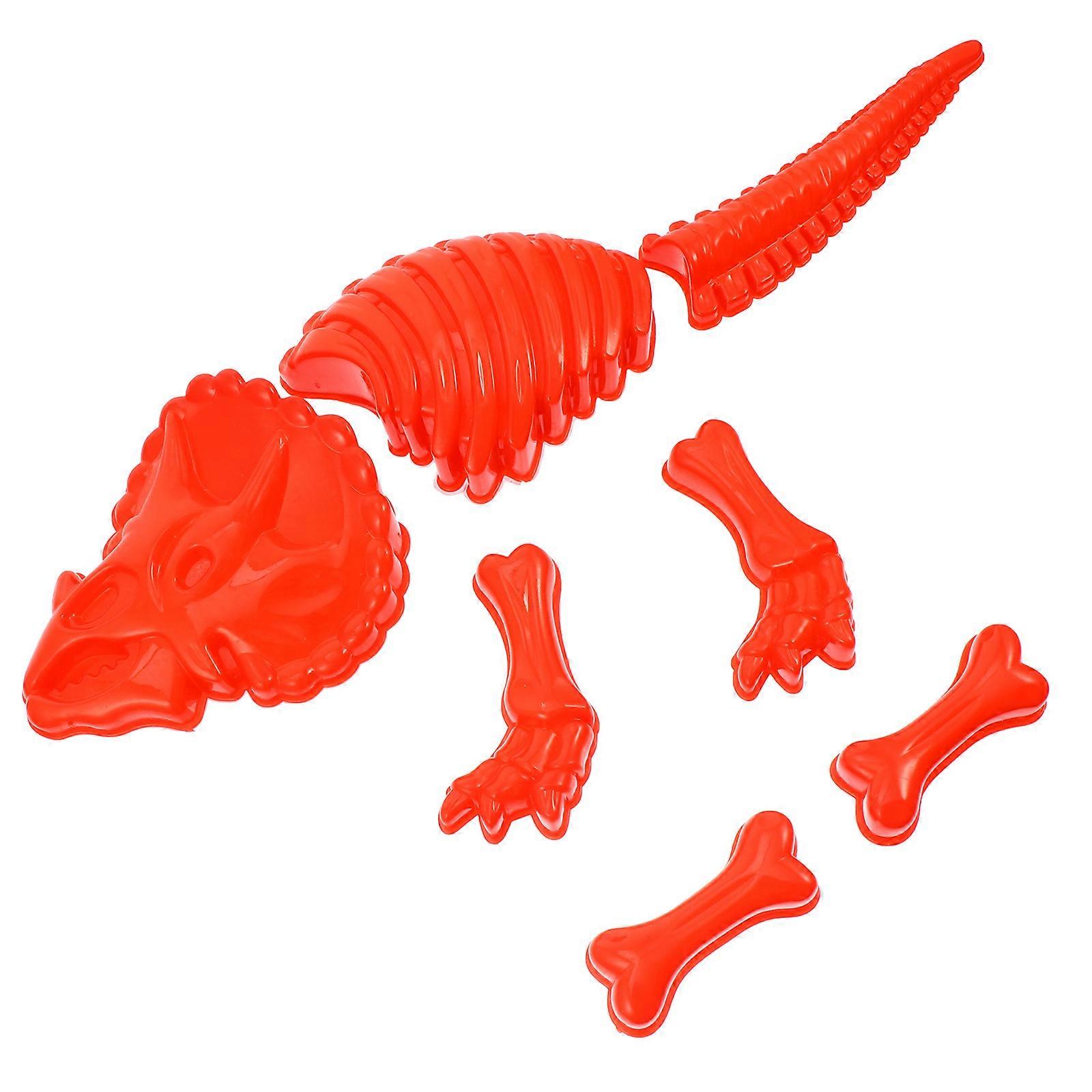 Hollow Dinosaur Molding Toy Set For Children Beach Activities 12.6x8.3x1.2in Red Color 1 Set Promoting Imagination