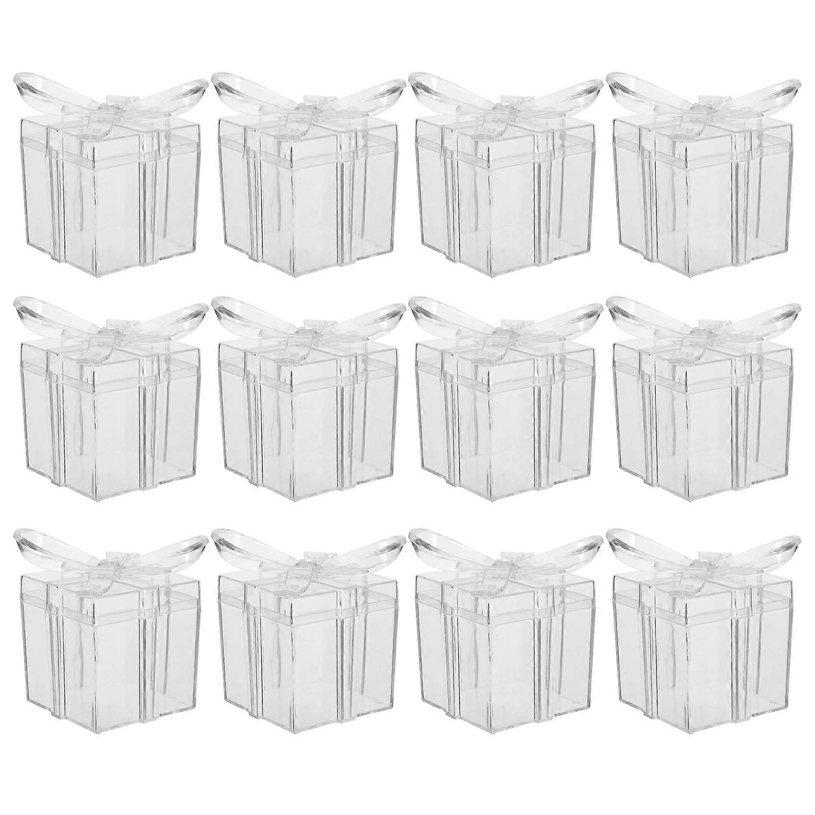 Hollow Wedding Candy Box Square Clear Material For Party Favors Sturdy Structure 12Pcs