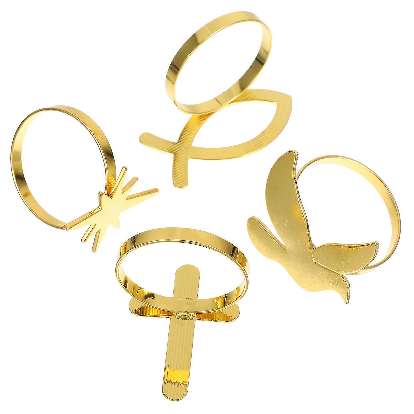 Religious Gold Napkin Ring Set for Elegant Dinner Table Decorations