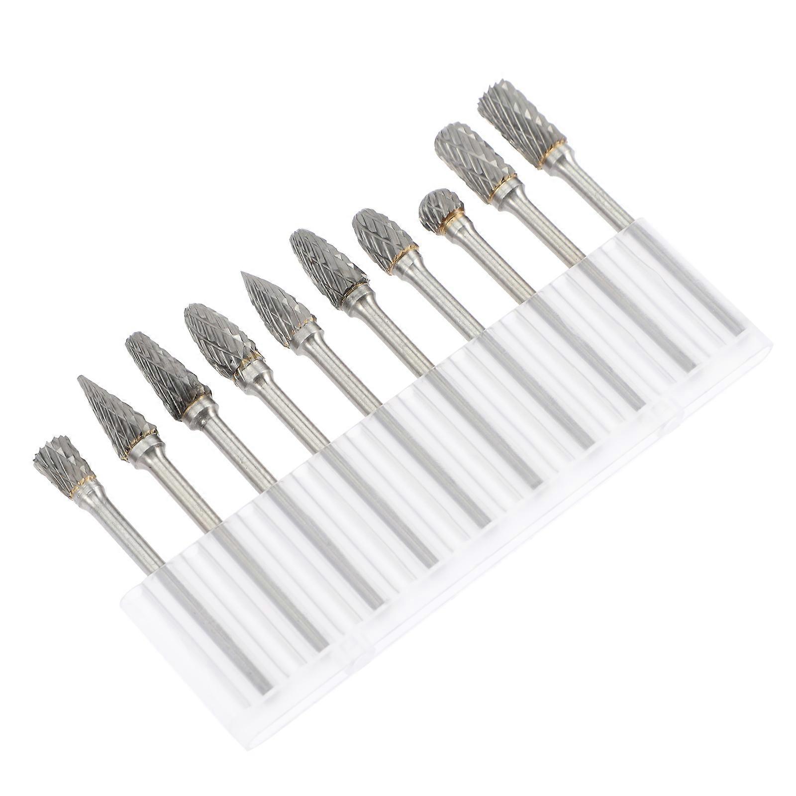 10 Pcs Stainless Steel Rotary Files for Home Use with Silver Color and Various Sizes