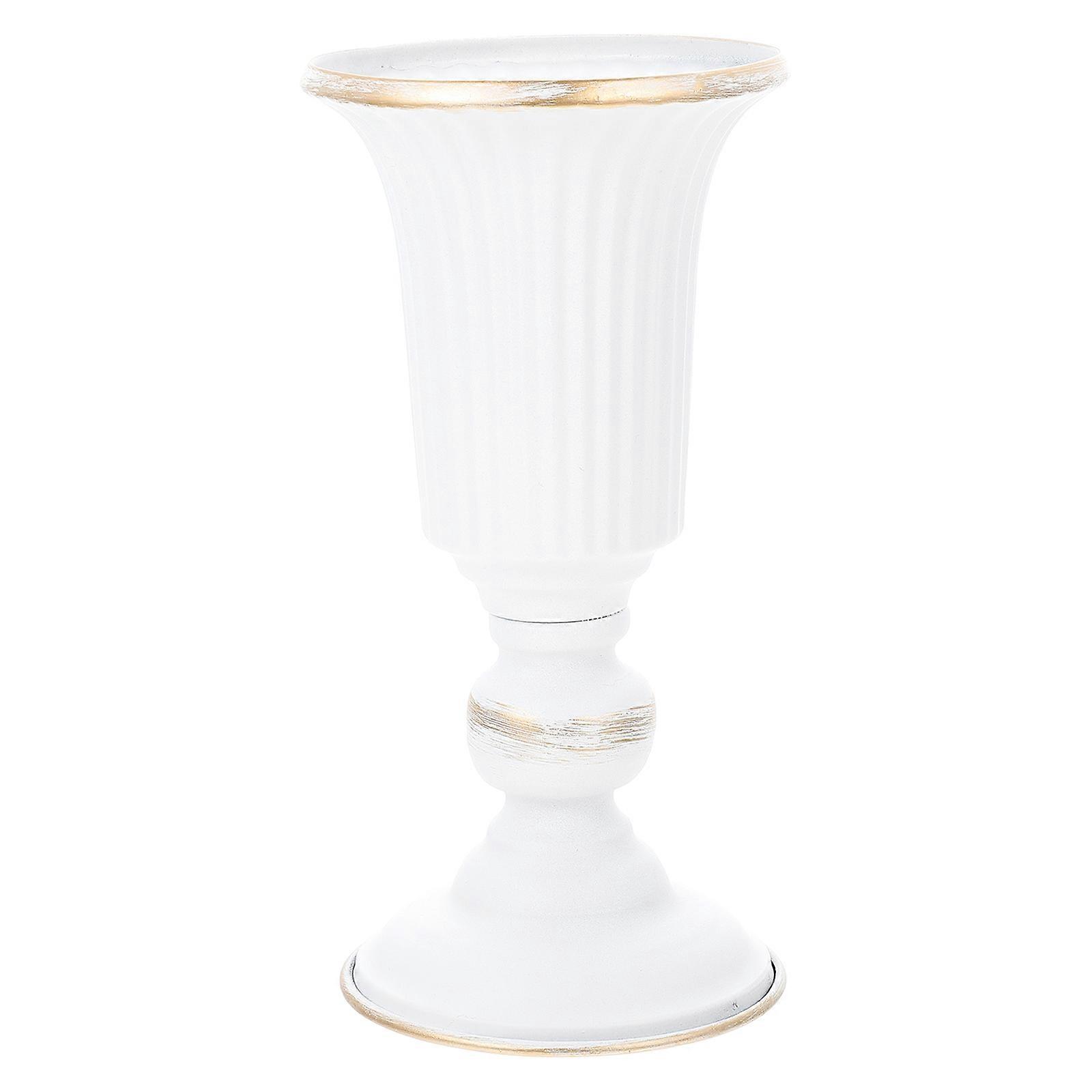 White Iron Trumpet Vase for Storage Add Vitality to Space Small and Easy to Move 7.87 Inches