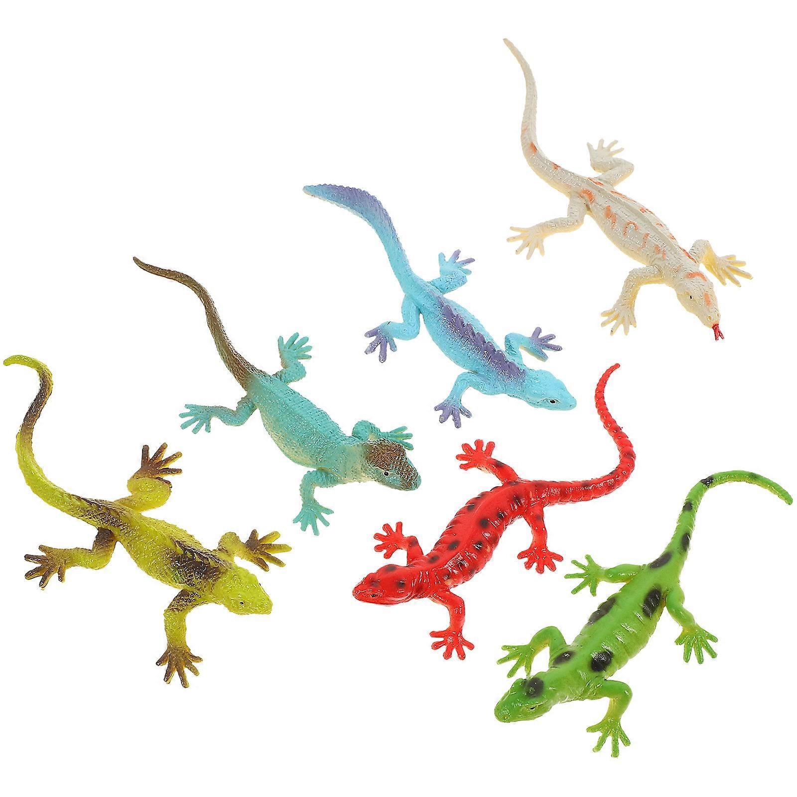 6pcs Realistic Gecko Puppet Toys for Kids in Assorted Color Plastic Durable and Vivid