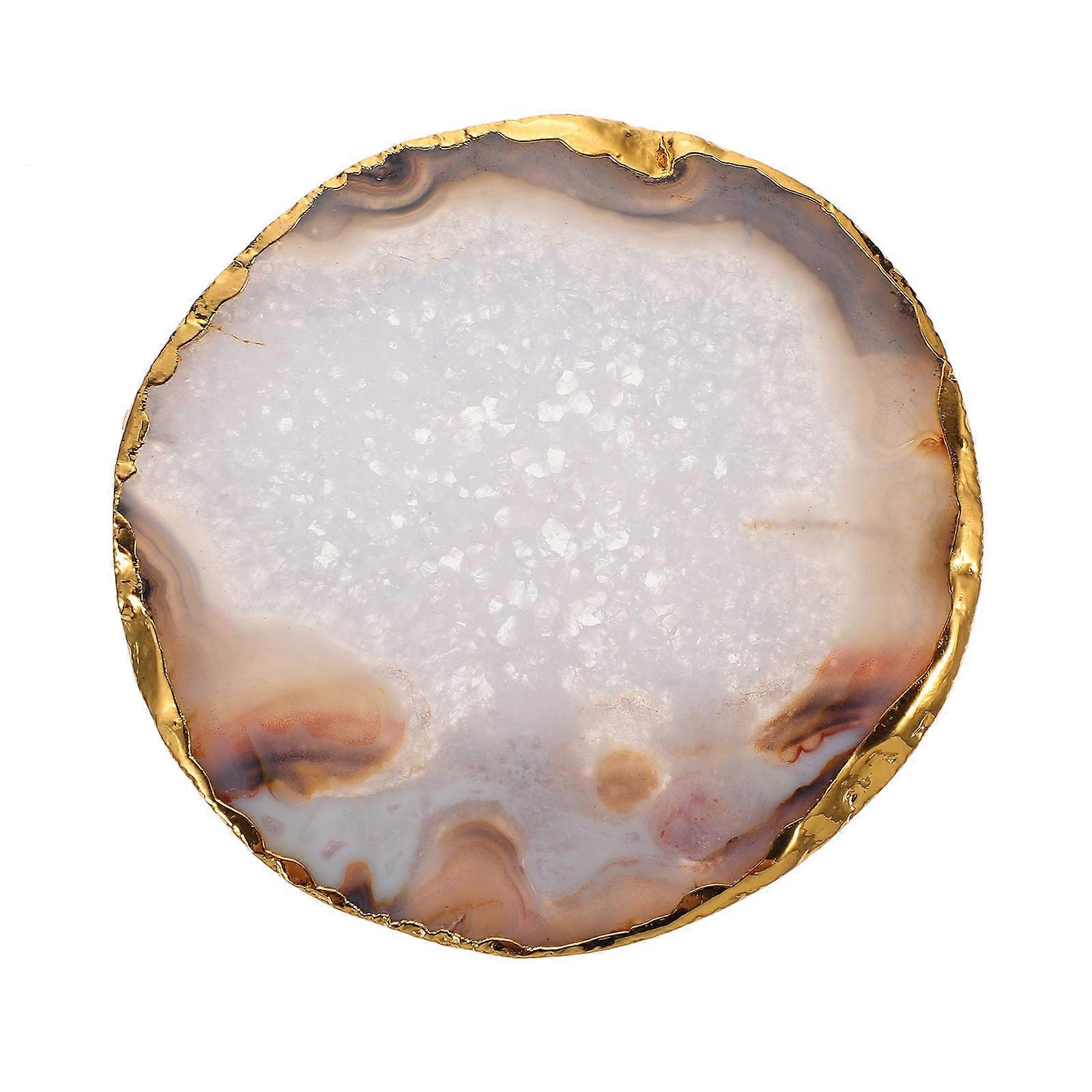Cup Coasters Desk Single Agate Slice Coaster Agate Stone Water Absorption Office Use 1Set
