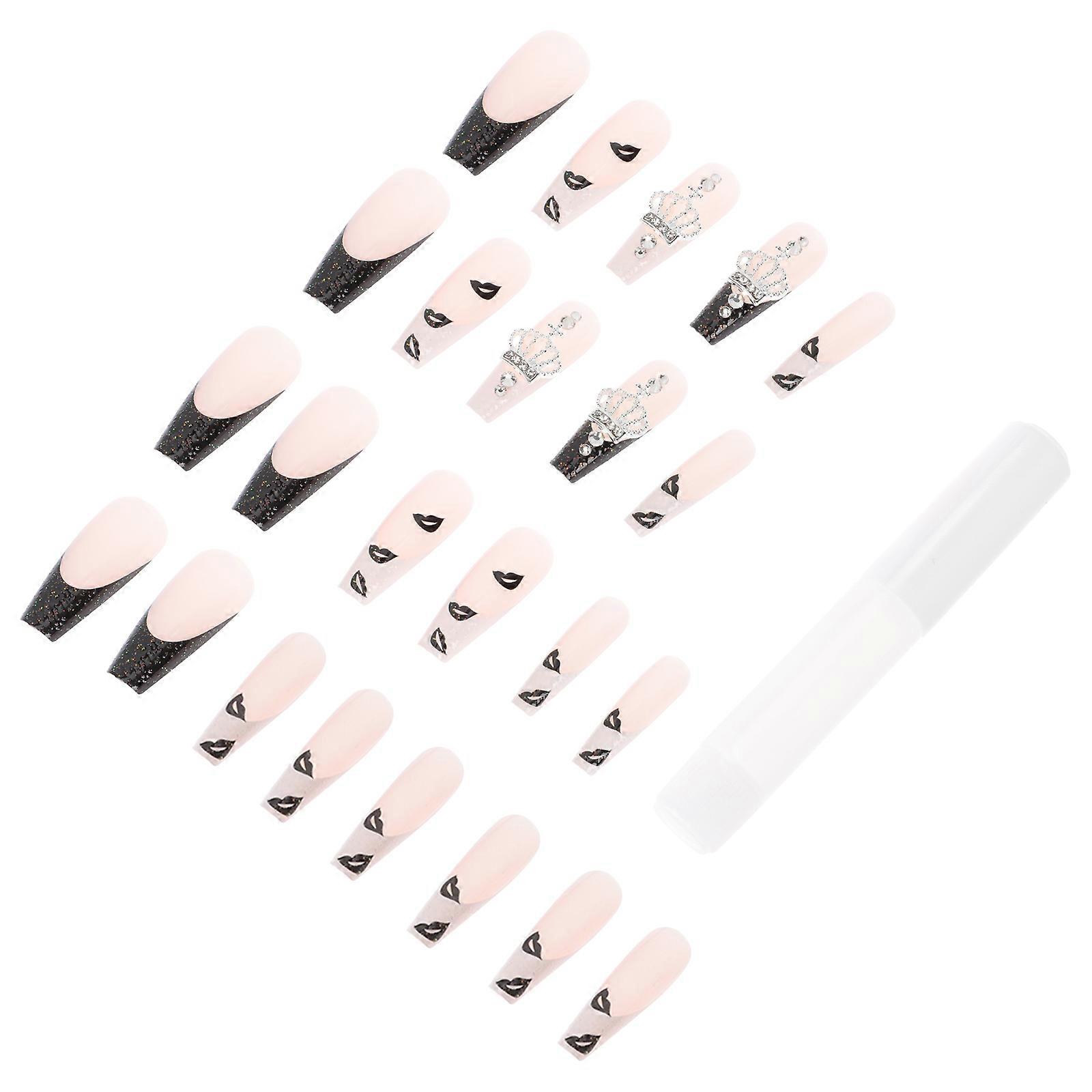 Press On Nails Set With Glue For Nail Salon Home Use Elegant Design Smudge-proof 1 Set