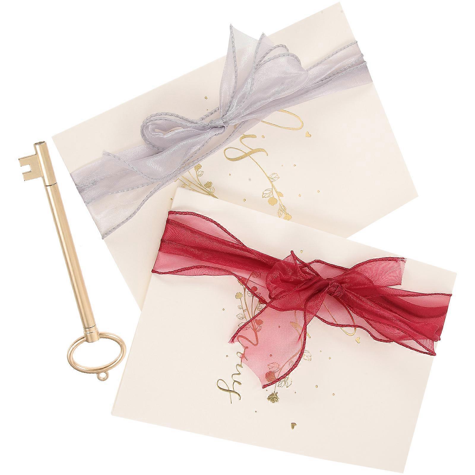 Elegant Vows Cards 2Pcs For Bridal Shower With Rectangular Shape Featuring Premium Paper Vow Recording