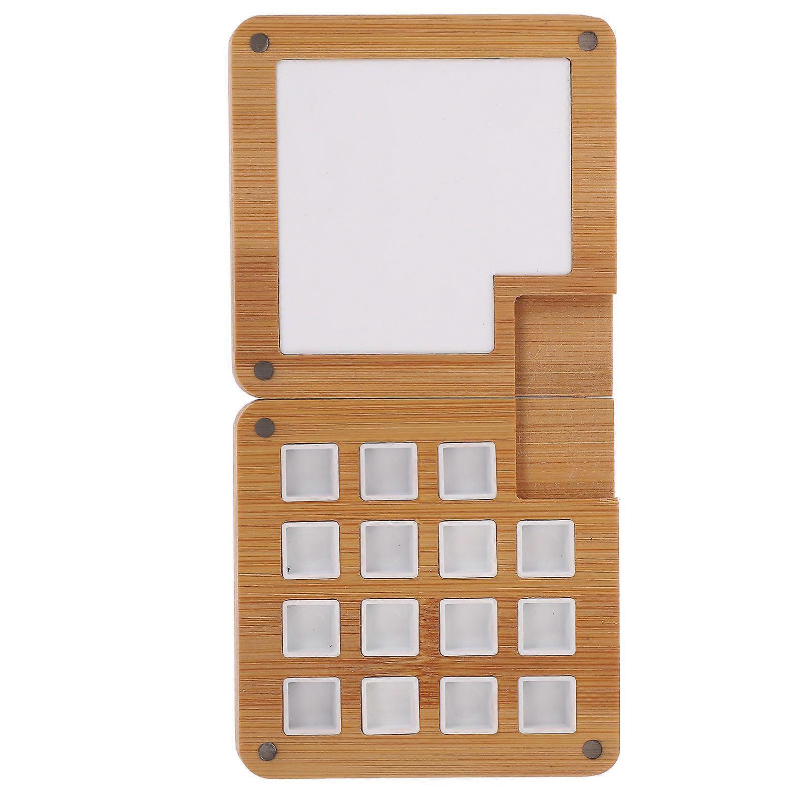 Portable Color Mixing Box Wooden Watercolor Paint Case Magnetic Pigment Case