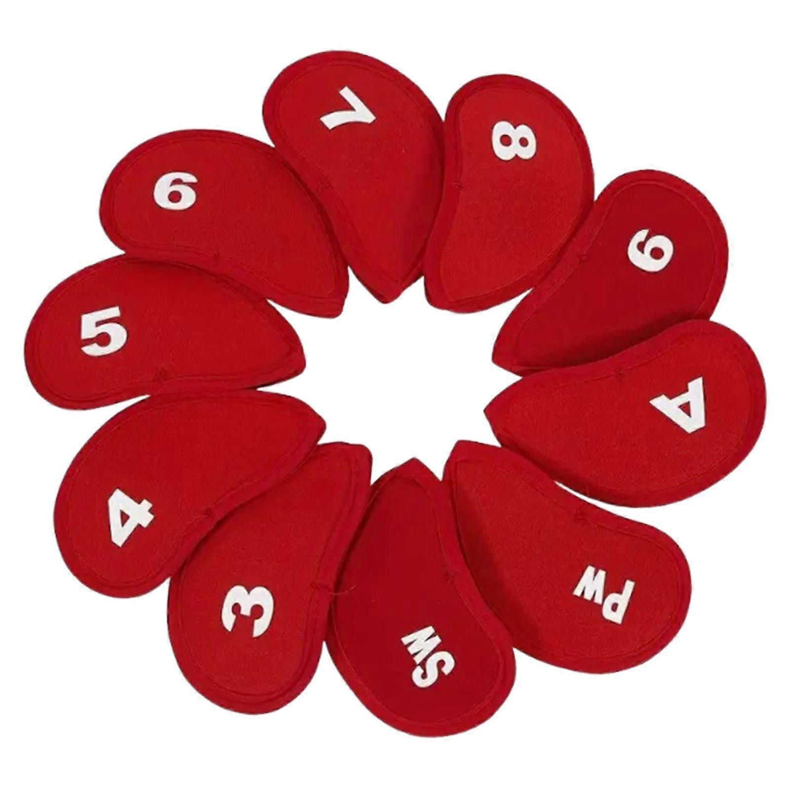 Neoprene Protective Sleeves For Golf Iron Heads Red 10-Pack