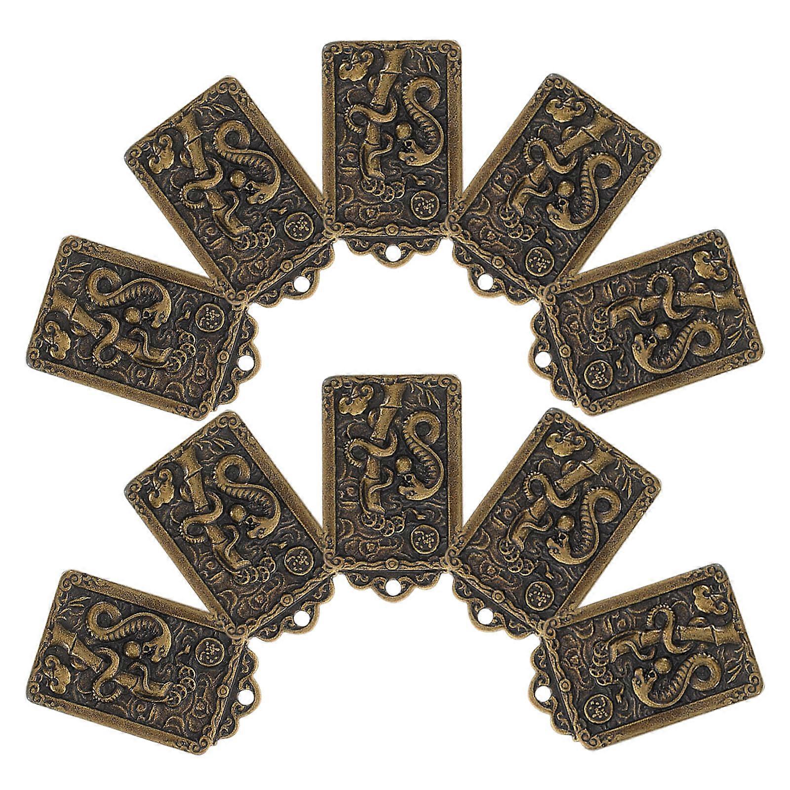 Brass Chinese Zodiac Amulet Charm with Craftsmanship for Decoration Multi Color 10pcs