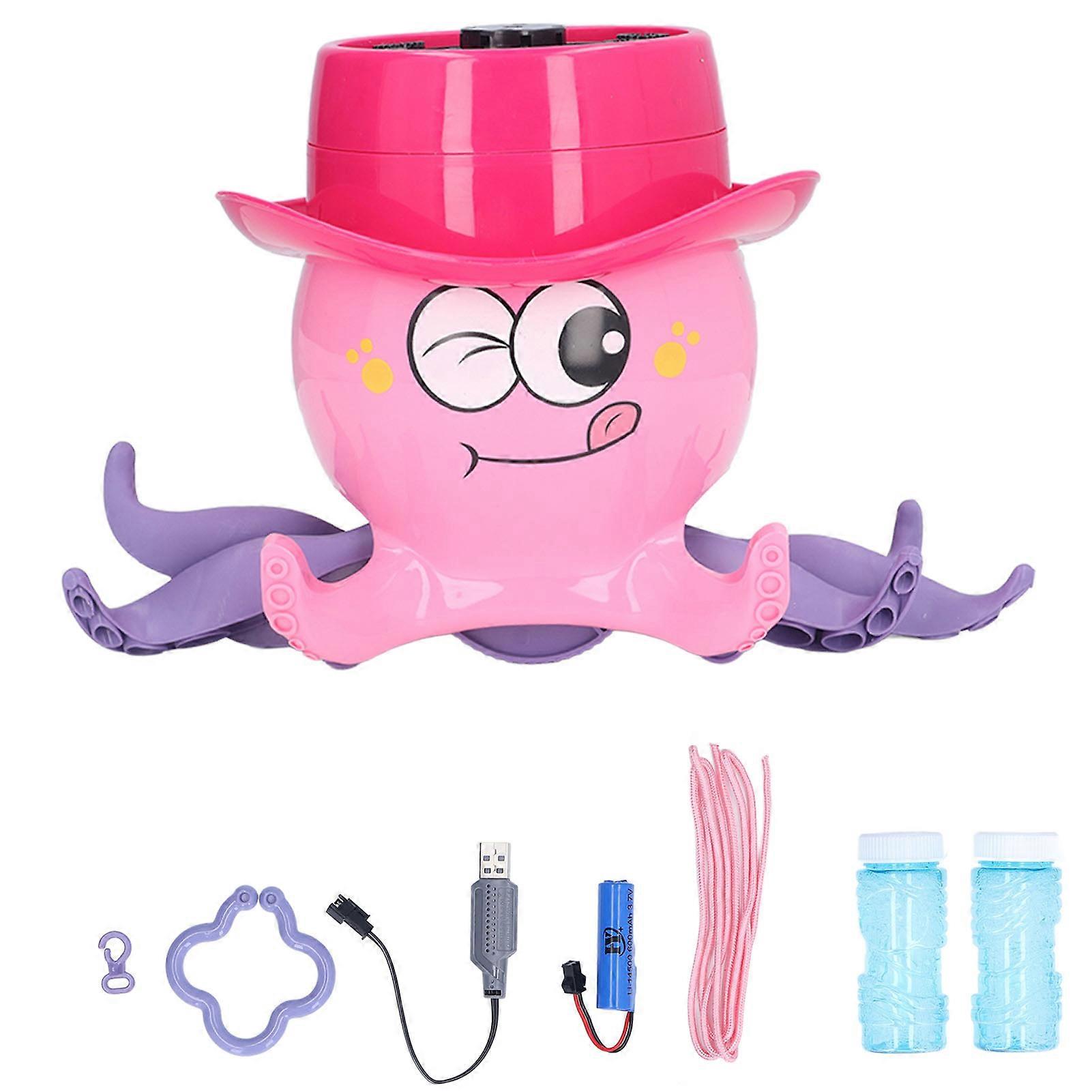 Bubble Machine Rechargeable Creativity Octopus Shape Automatic Bubble Blower Maker for 3+ Years Old(Pink )