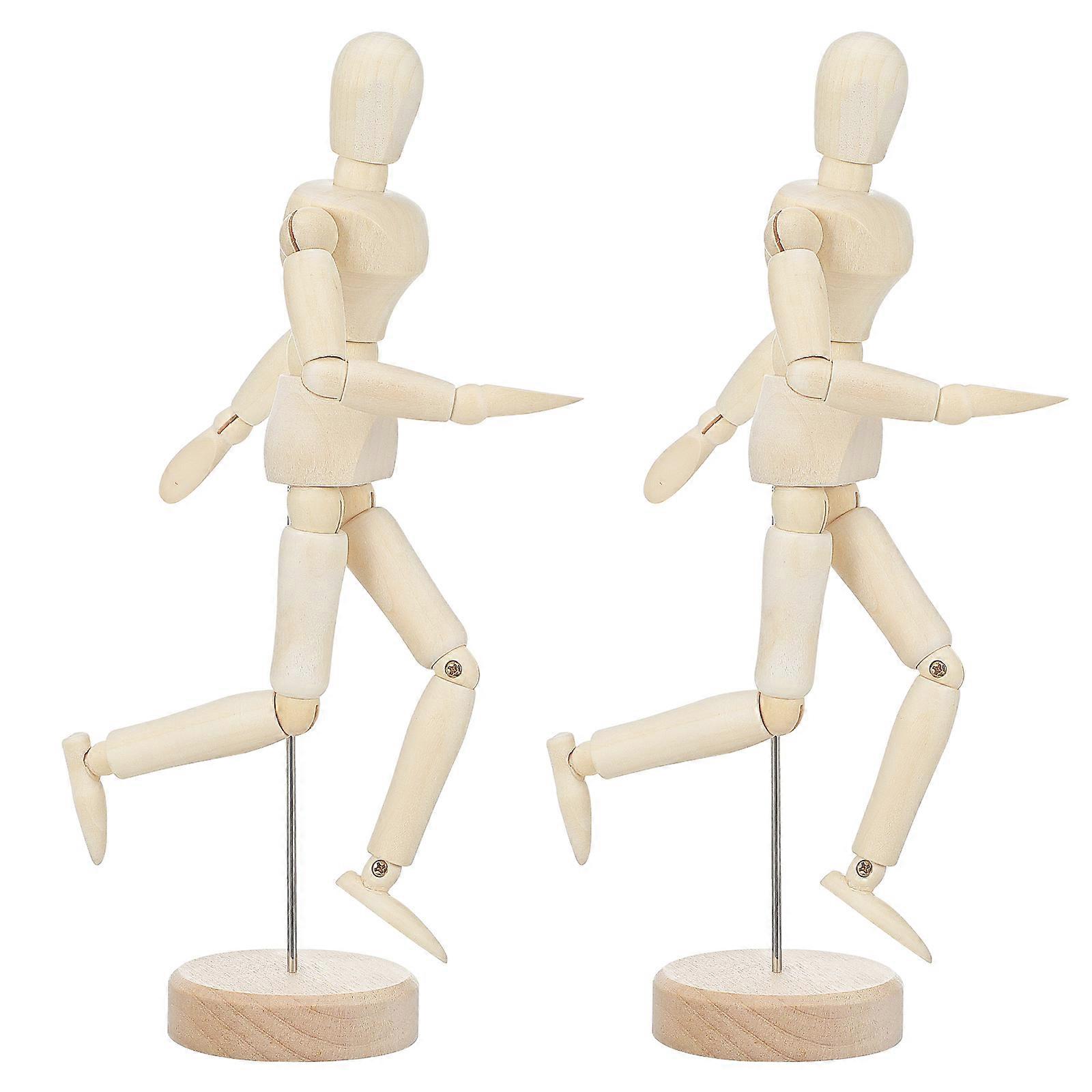 Wooden Mannequin Dolls with Flexible Joints for Sketching, Drawing Aid, Art Classes, and Home Office Decor