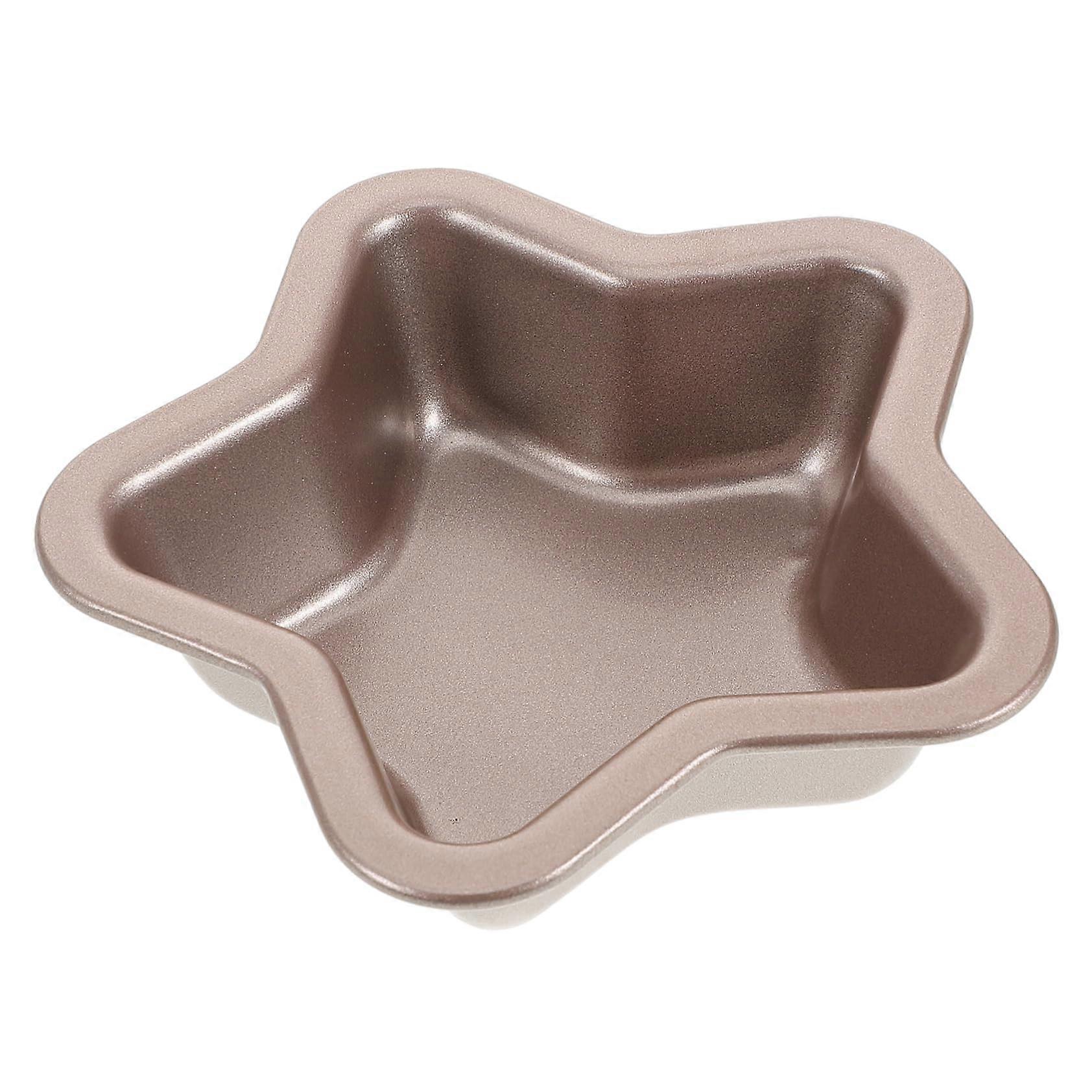 Carbon Steel Star-Shaped Baking Pan With PTFE Nonstick Coating For Cakes And Puddings Gold Color Home And Commercial Use